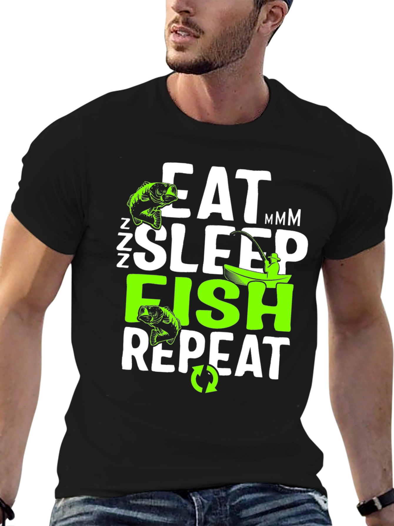 Eat Sleep Fish Repeat Graphic T-Shirt