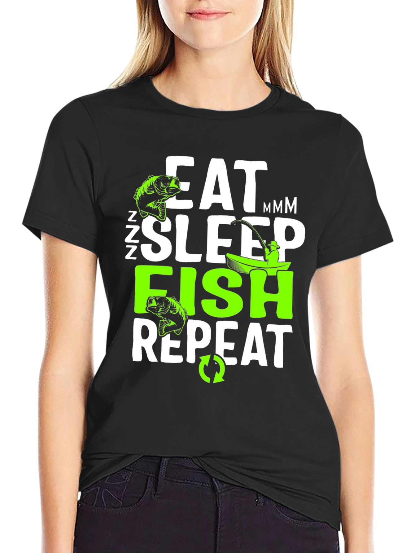Eat Sleep Fish Repeat Graphic T-Shirt