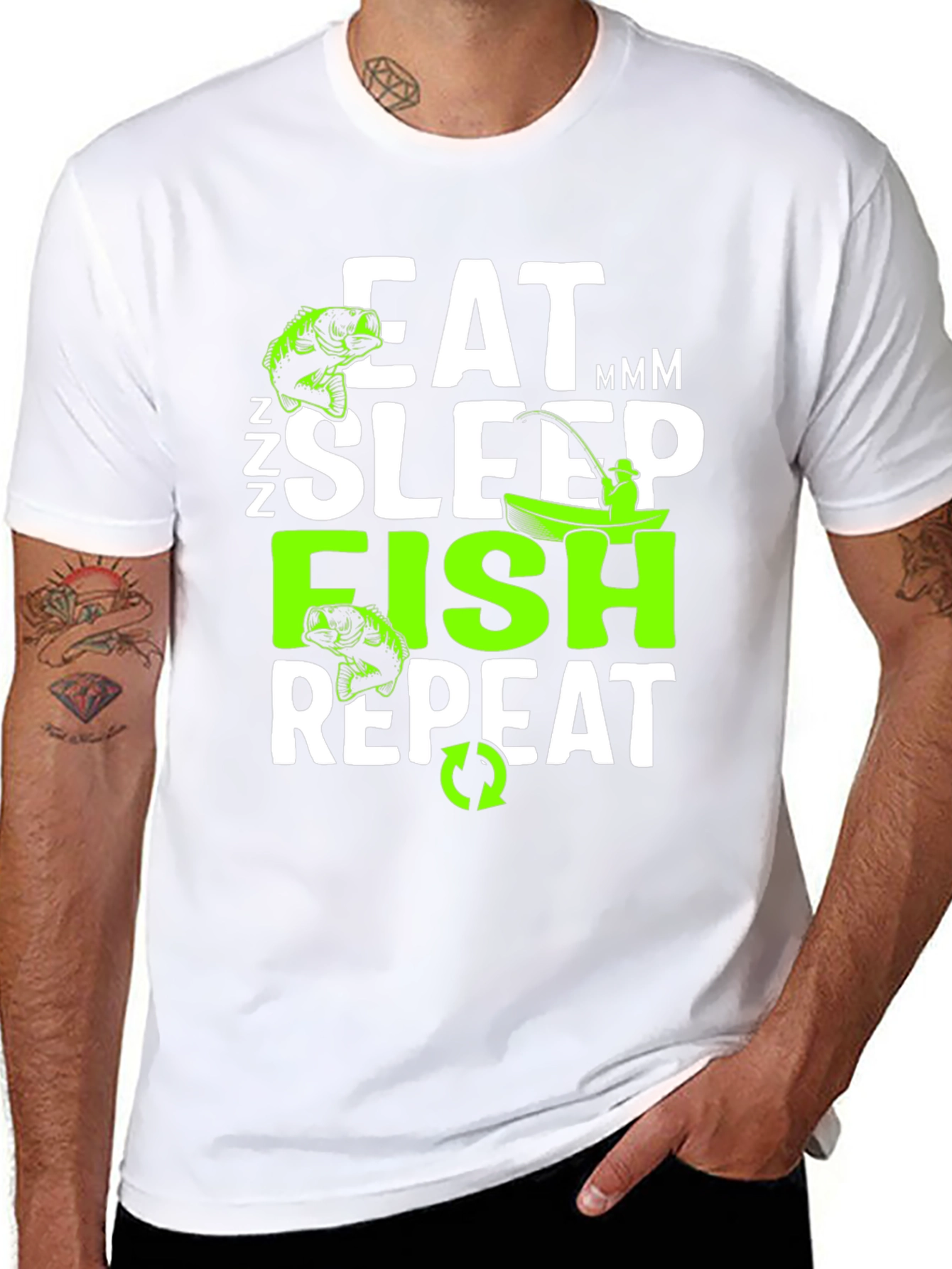Eat Sleep Fish Repeat Graphic T-Shirt