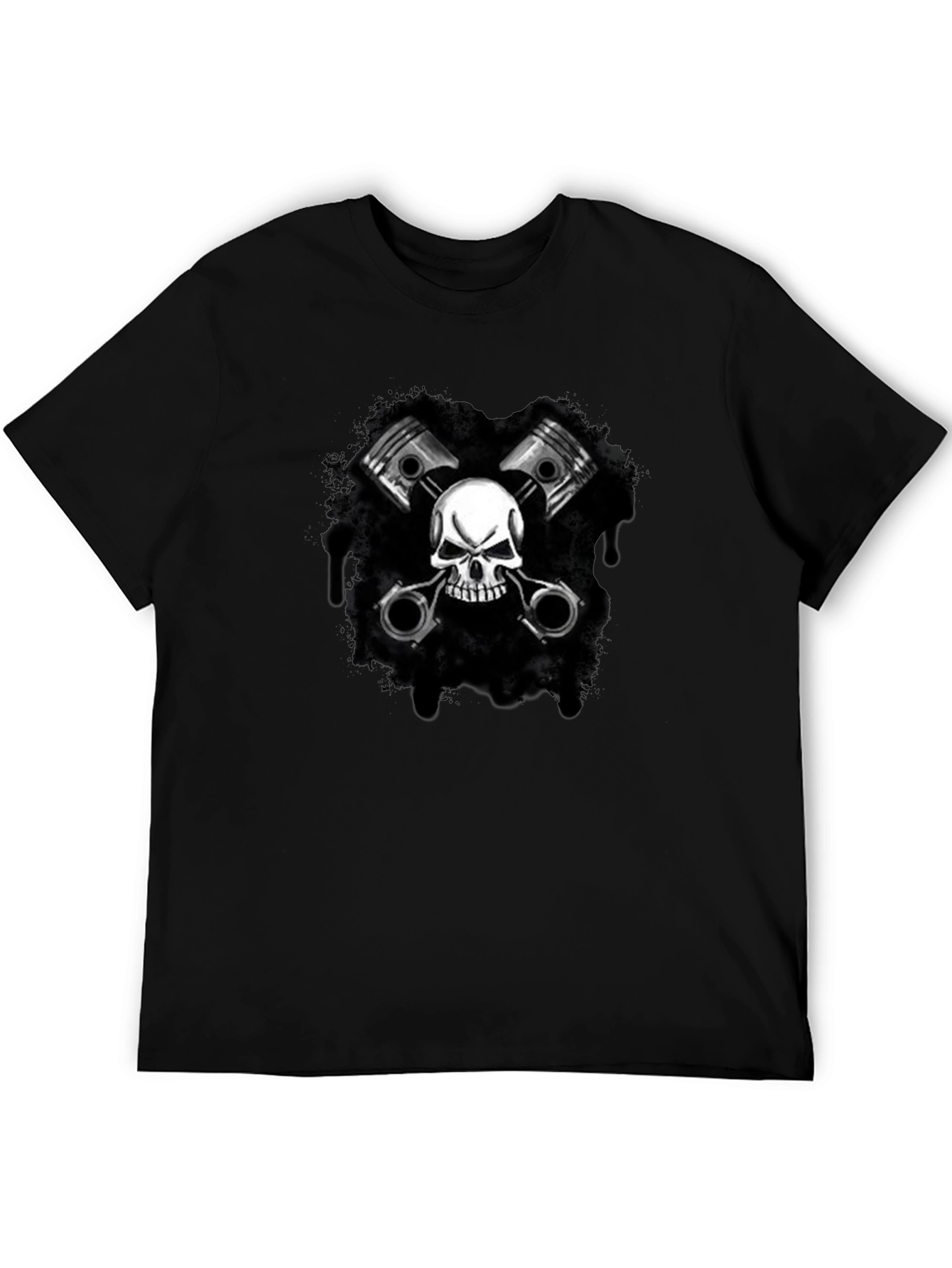 Skull & Pistons Graphic Black T-Shirt