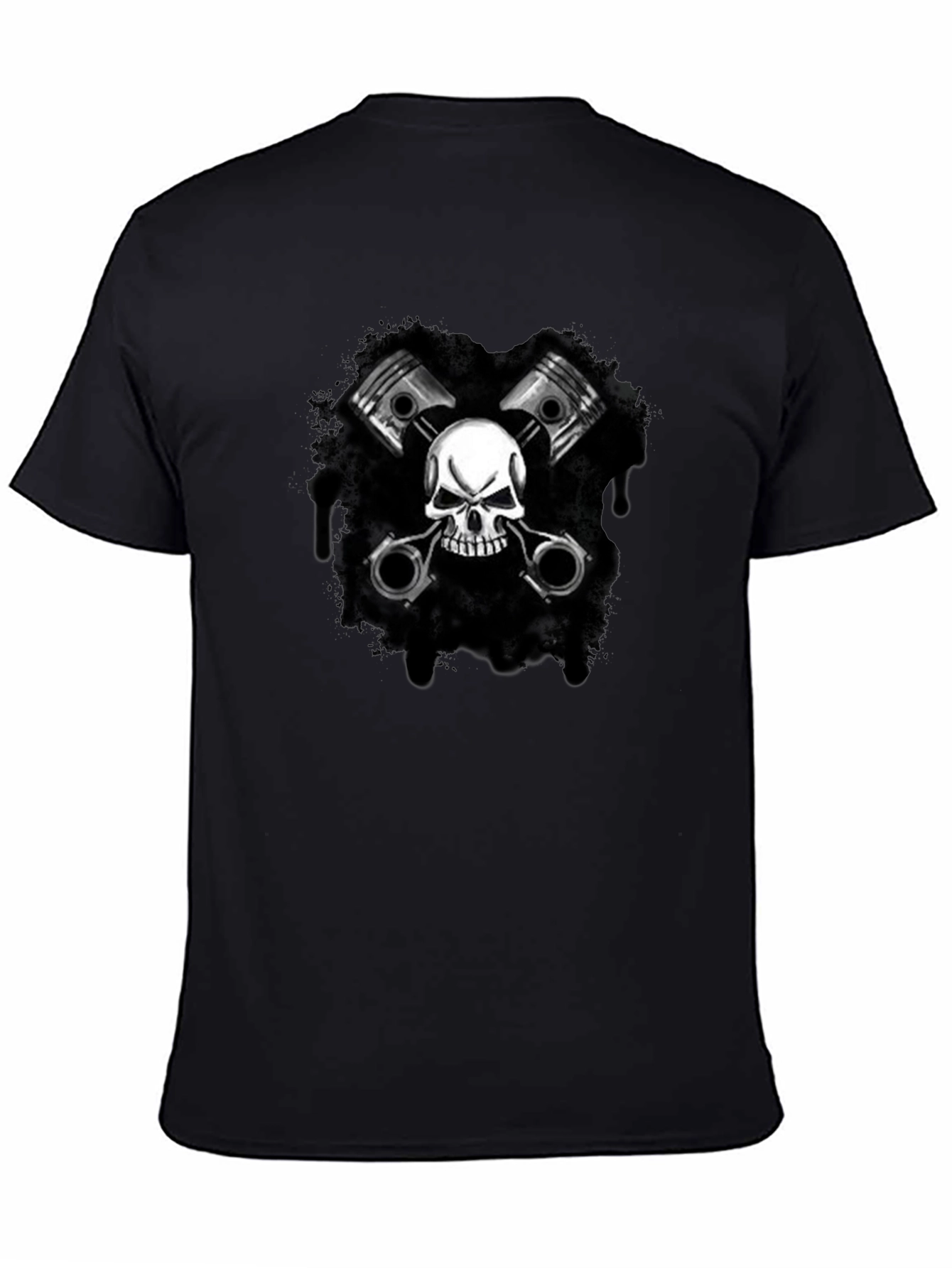 Skull & Pistons Graphic Black T-Shirt
