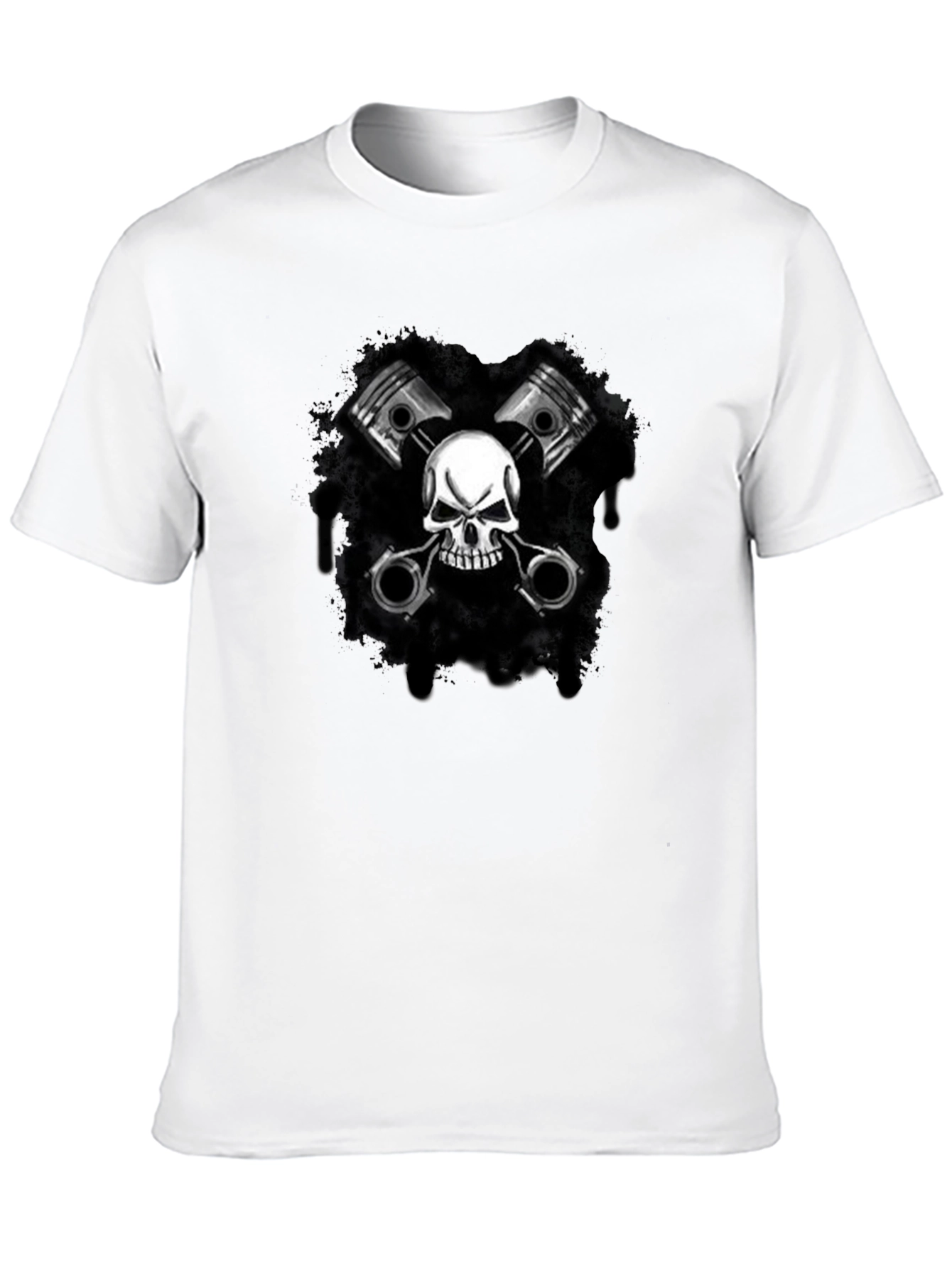Skull & Pistons Graphic Black T-Shirt