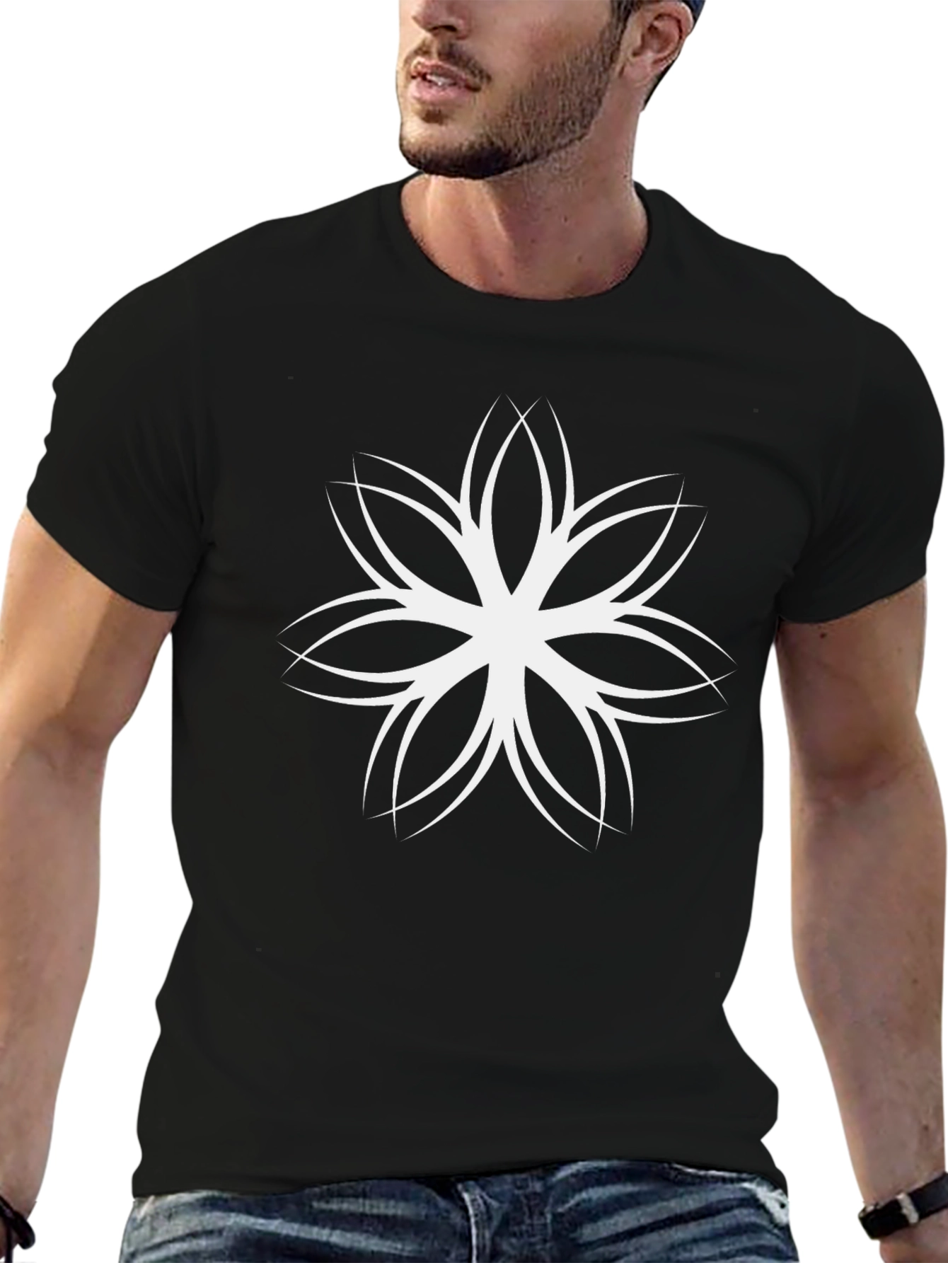 Floral Mandala Black T-Shirt