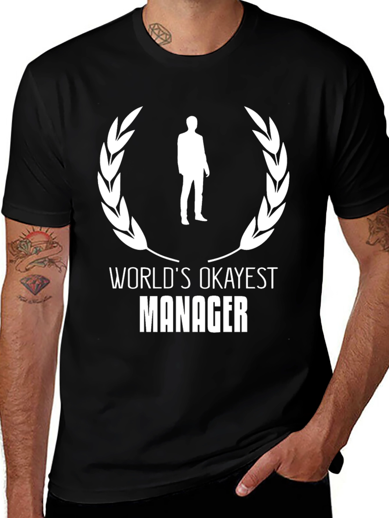Worlds Okayest Manager Black T-Shirt