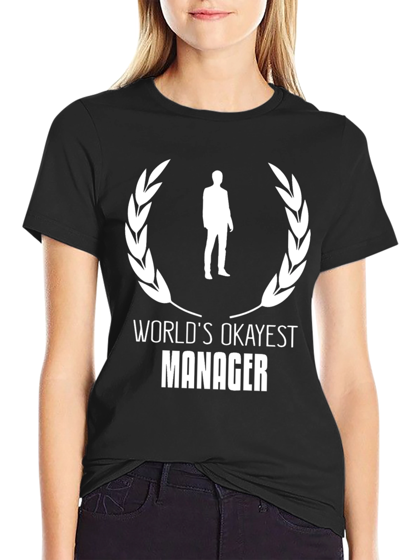 Worlds Okayest Manager Black T-Shirt