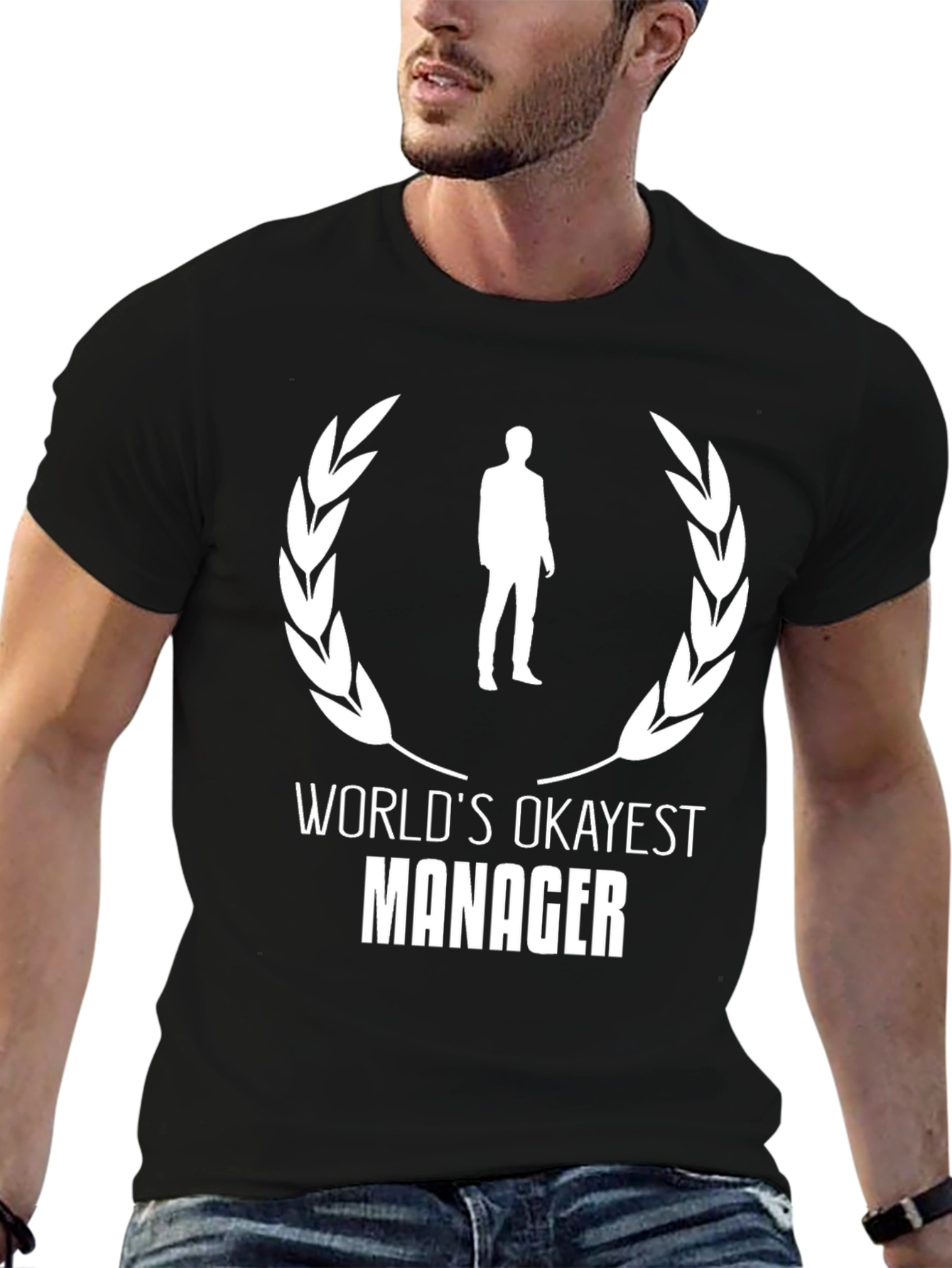 Worlds Okayest Manager Black T-Shirt