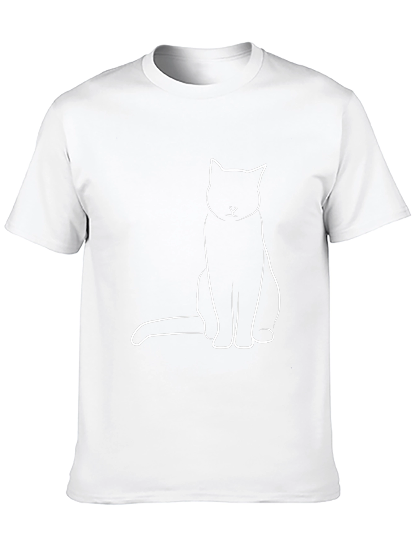 Minimalist Cat Graphic T-Shirt - Black