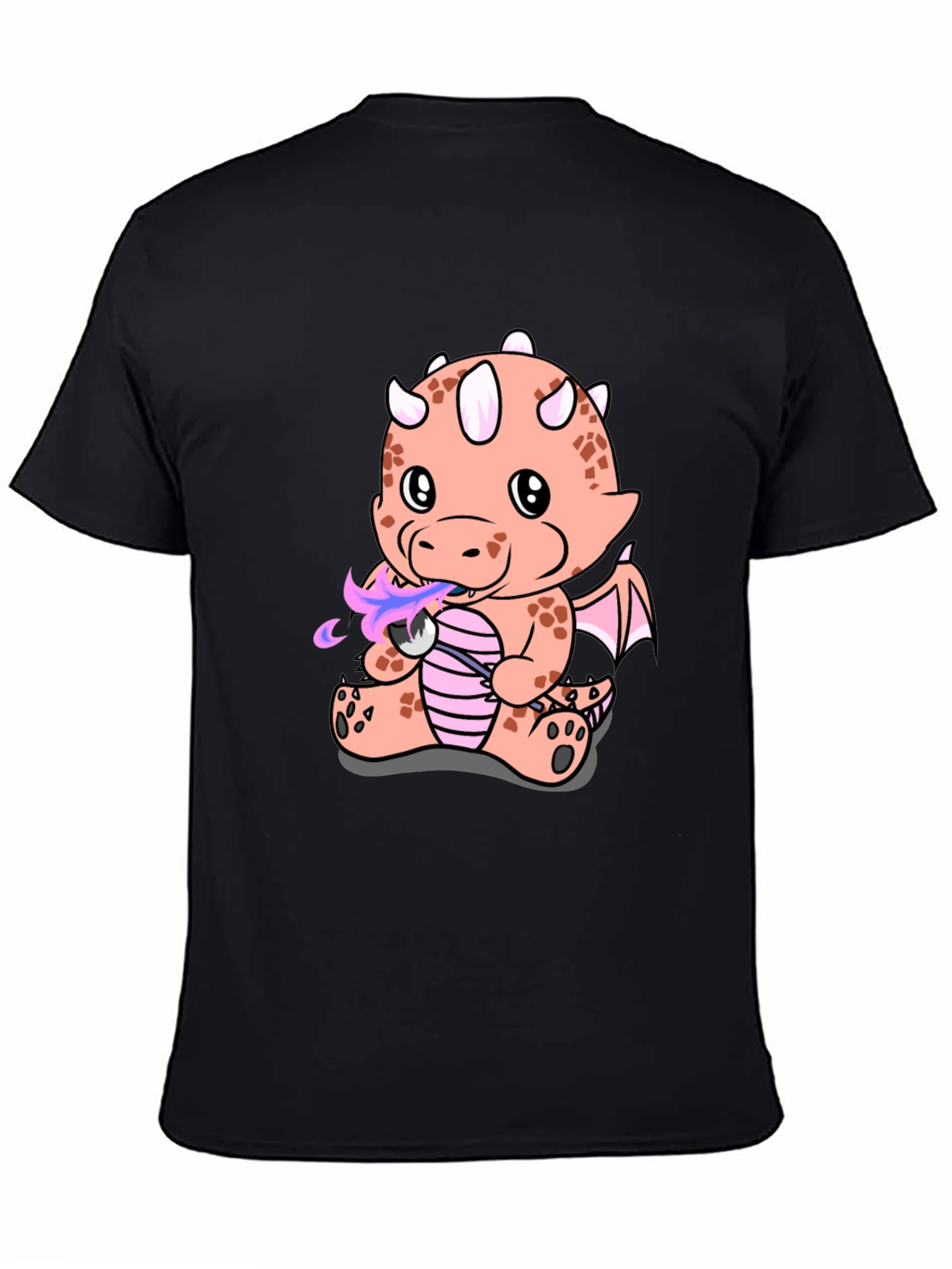 Cute Cartoon Dragon Black T-Shirt