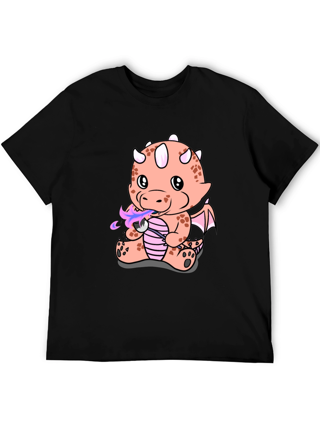 Cute Cartoon Dragon Black T-Shirt