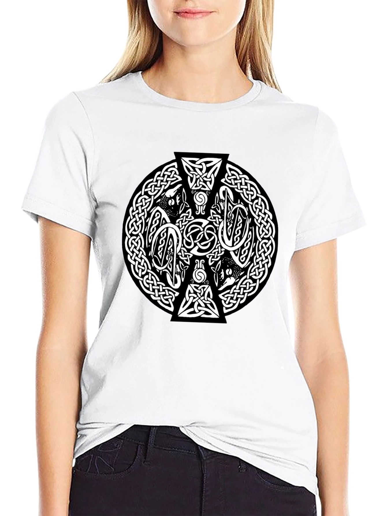 Celtic Knot Wolves Black T-Shirt