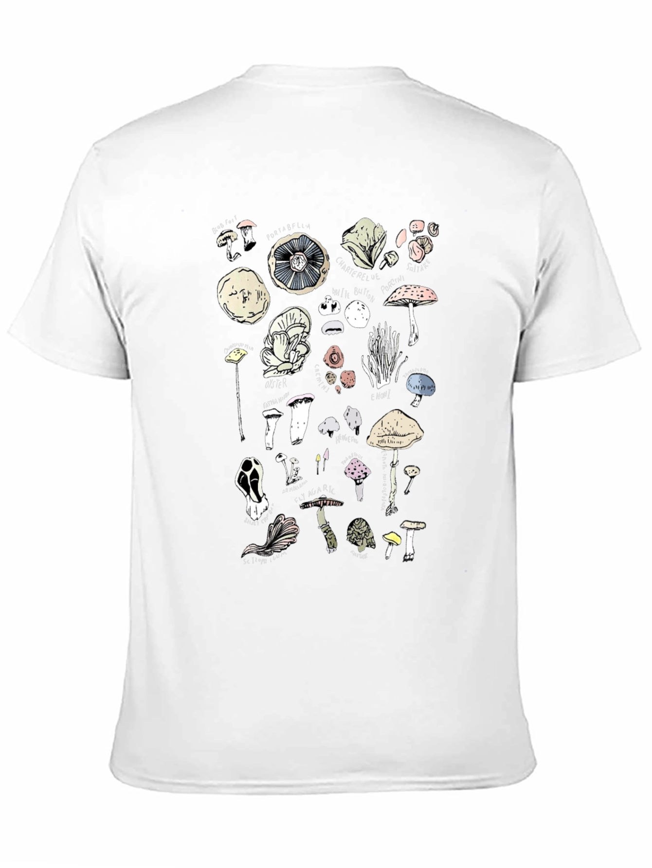 Mushroom Variety Graphic Print Black T-Shirt