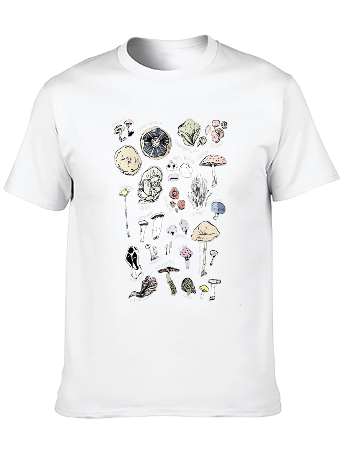 Mushroom Variety Graphic Print Black T-Shirt