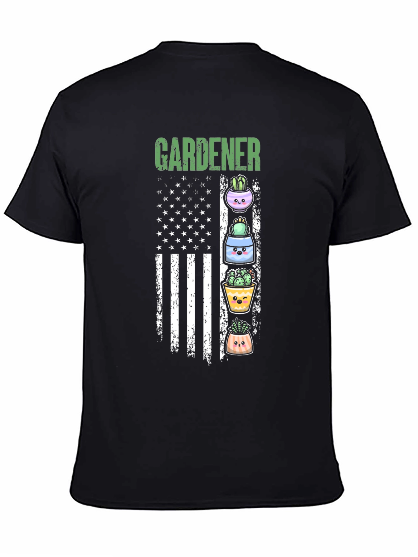 Gardener Cactus American Flag Graphic T-Shirt