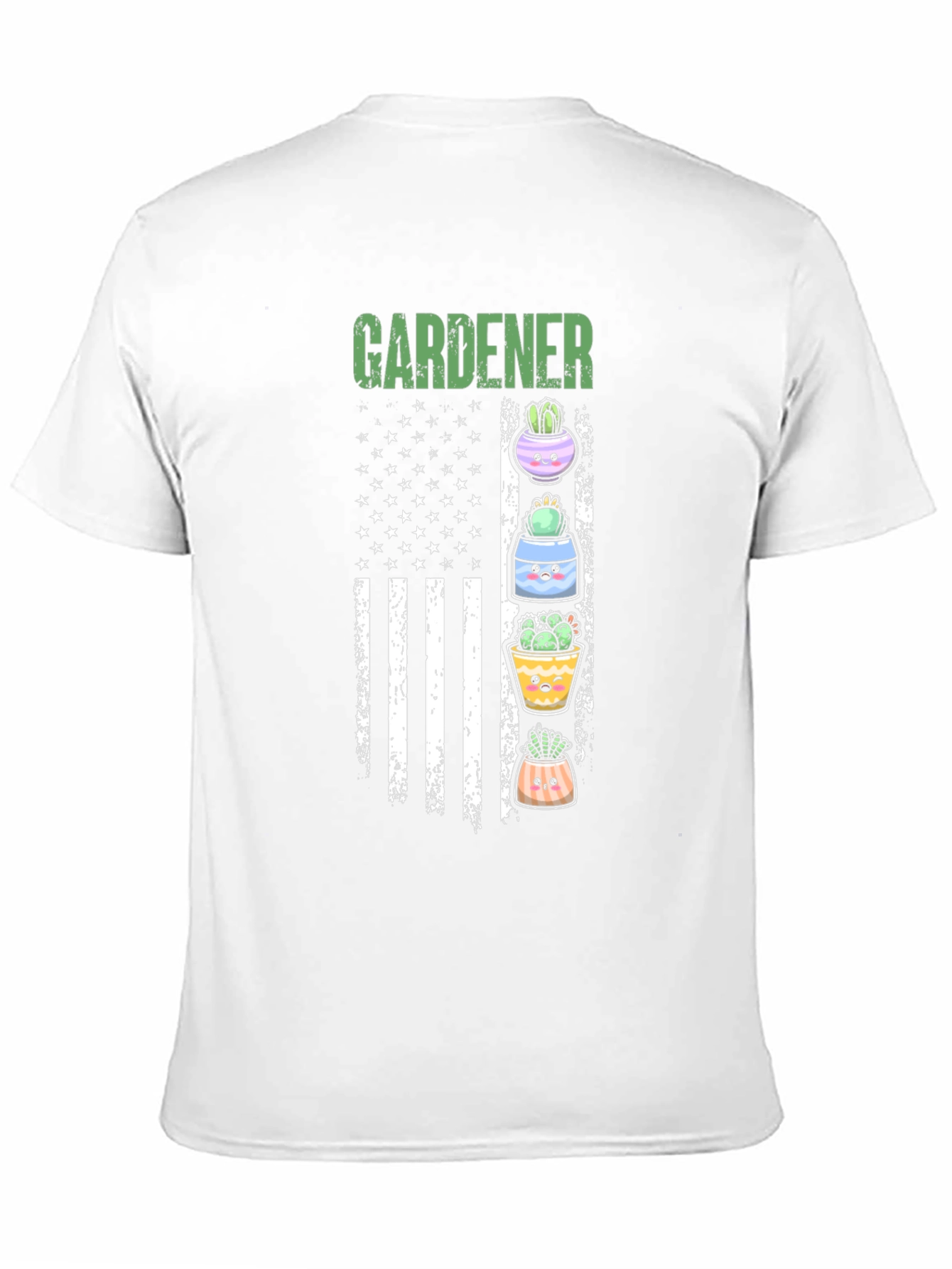 Gardener Cactus American Flag Graphic T-Shirt