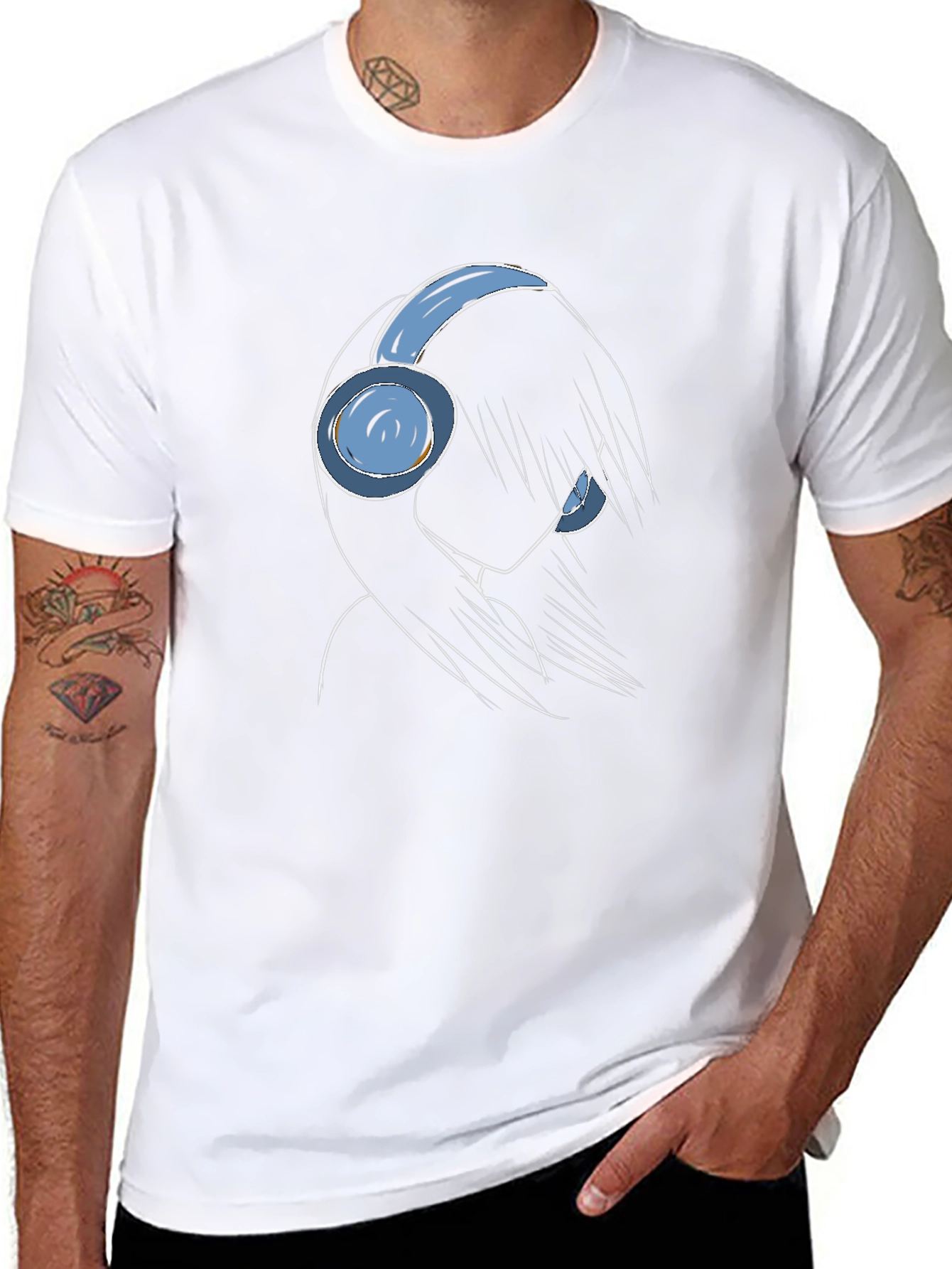 Headphone Girl Graphic Tee - Trendy Anime Style Shirt