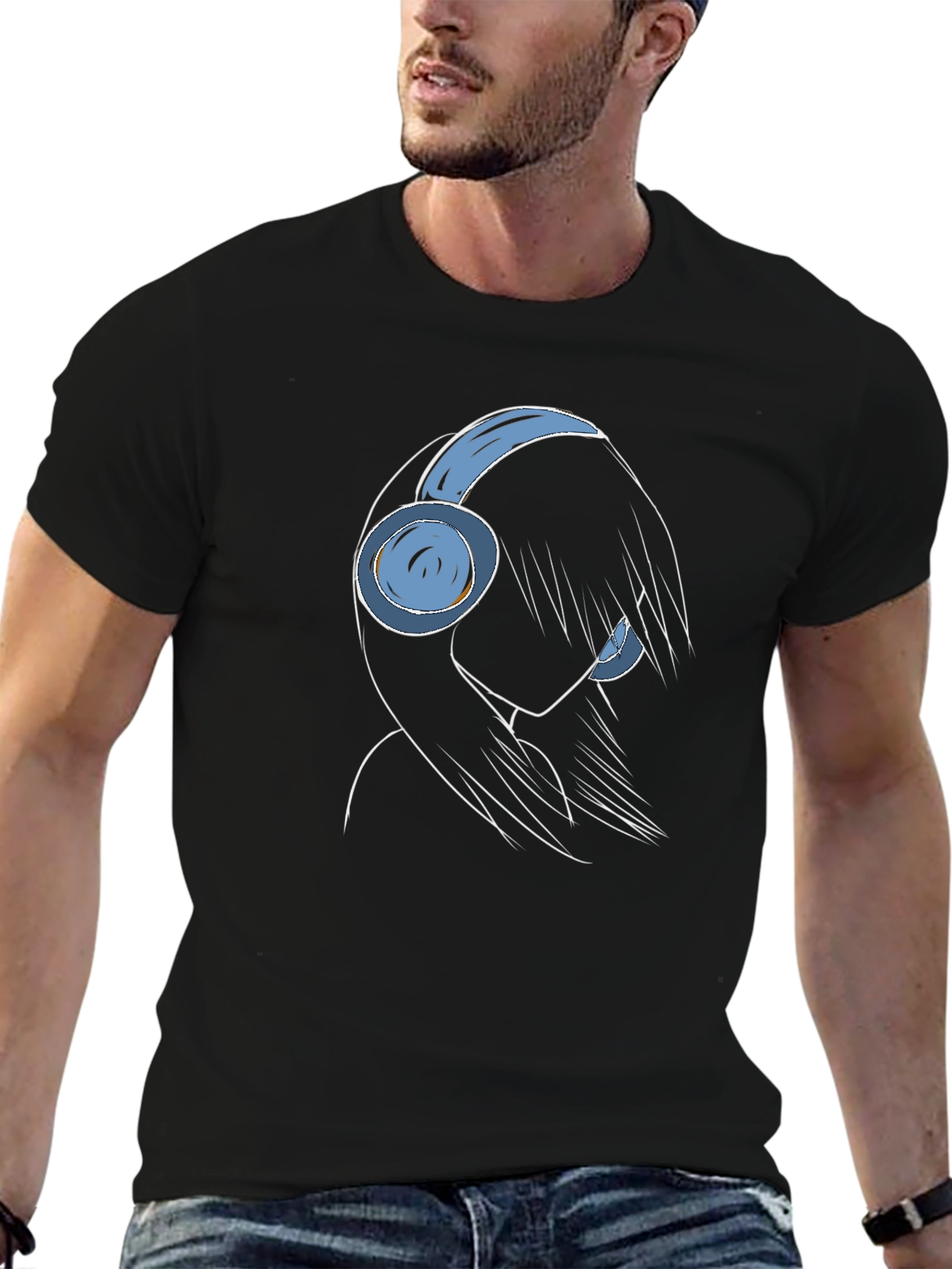 Headphone Girl Graphic Tee - Trendy Anime Style Shirt