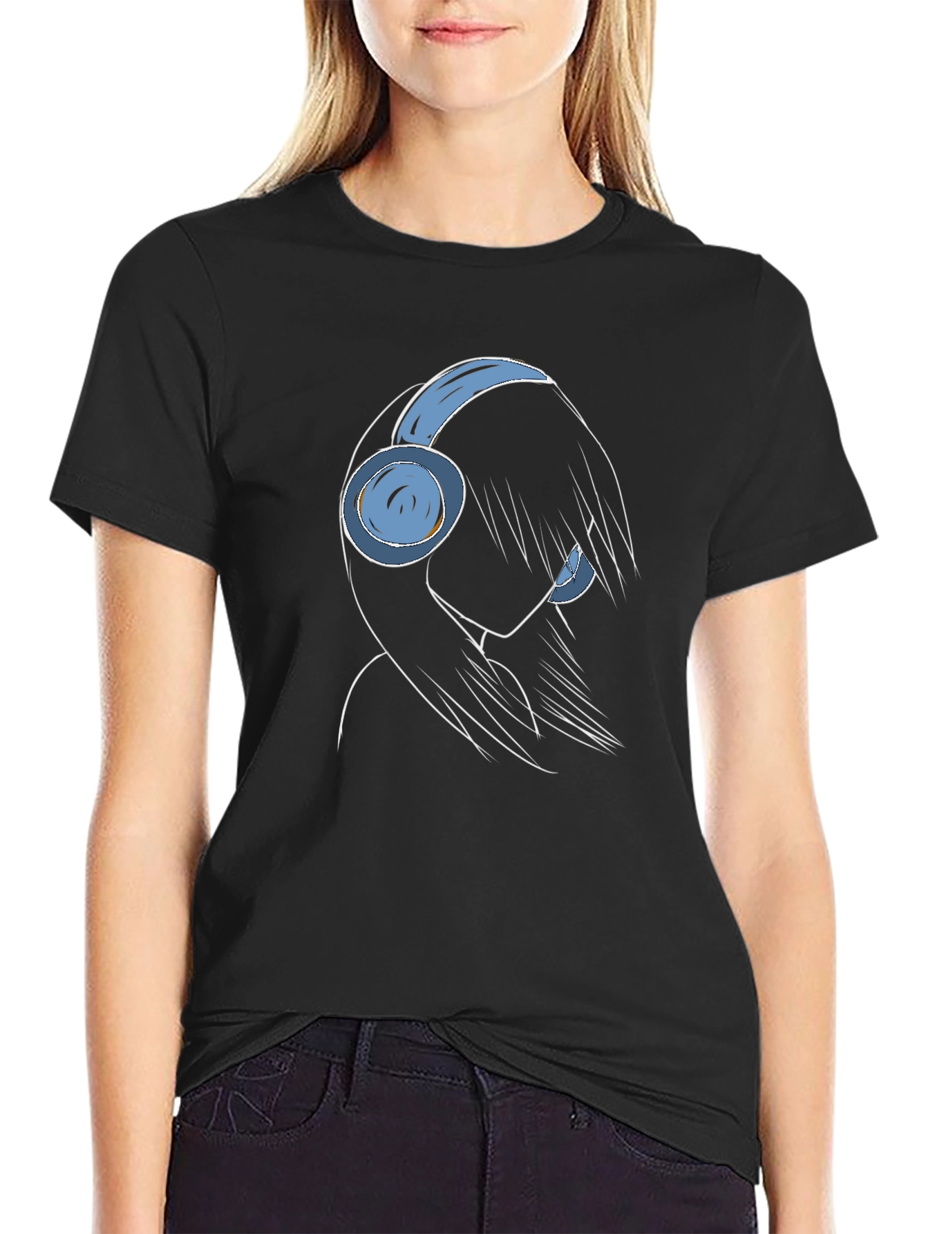 Headphone Girl Graphic Tee - Trendy Anime Style Shirt