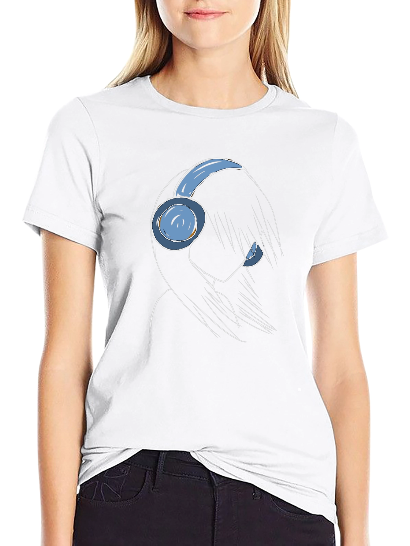 Headphone Girl Graphic Tee - Trendy Anime Style Shirt