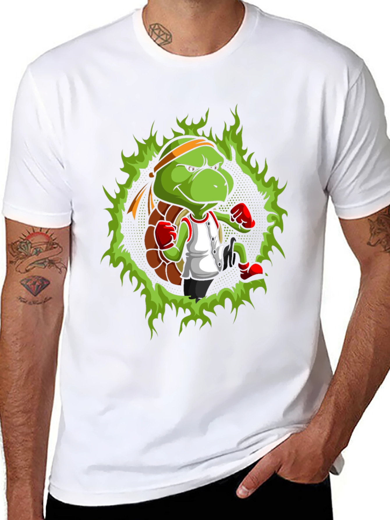 Turtle Ninja Boxer T-Shirt - Cool Cartoon Design