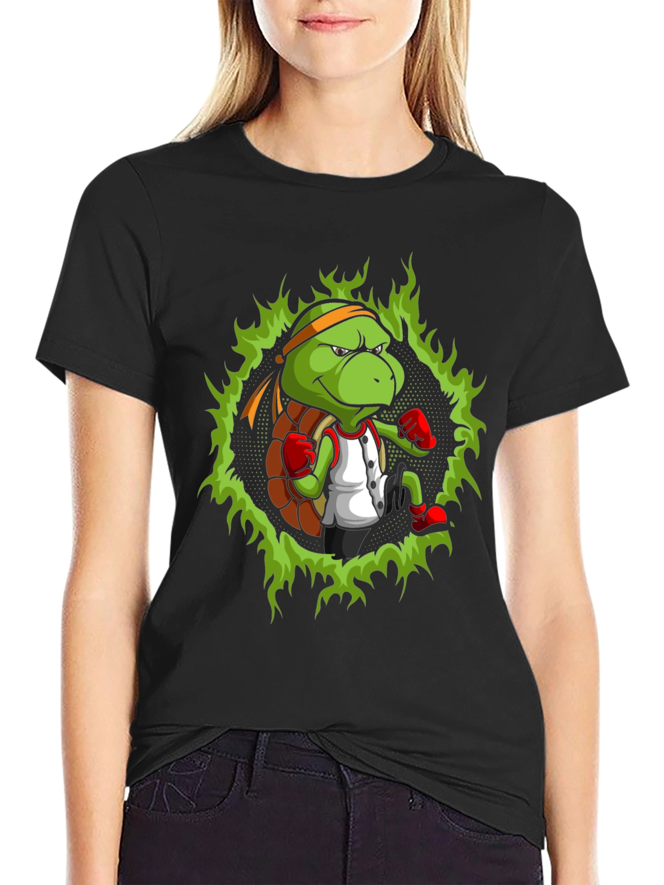 Turtle Ninja Boxer T-Shirt - Cool Cartoon Design