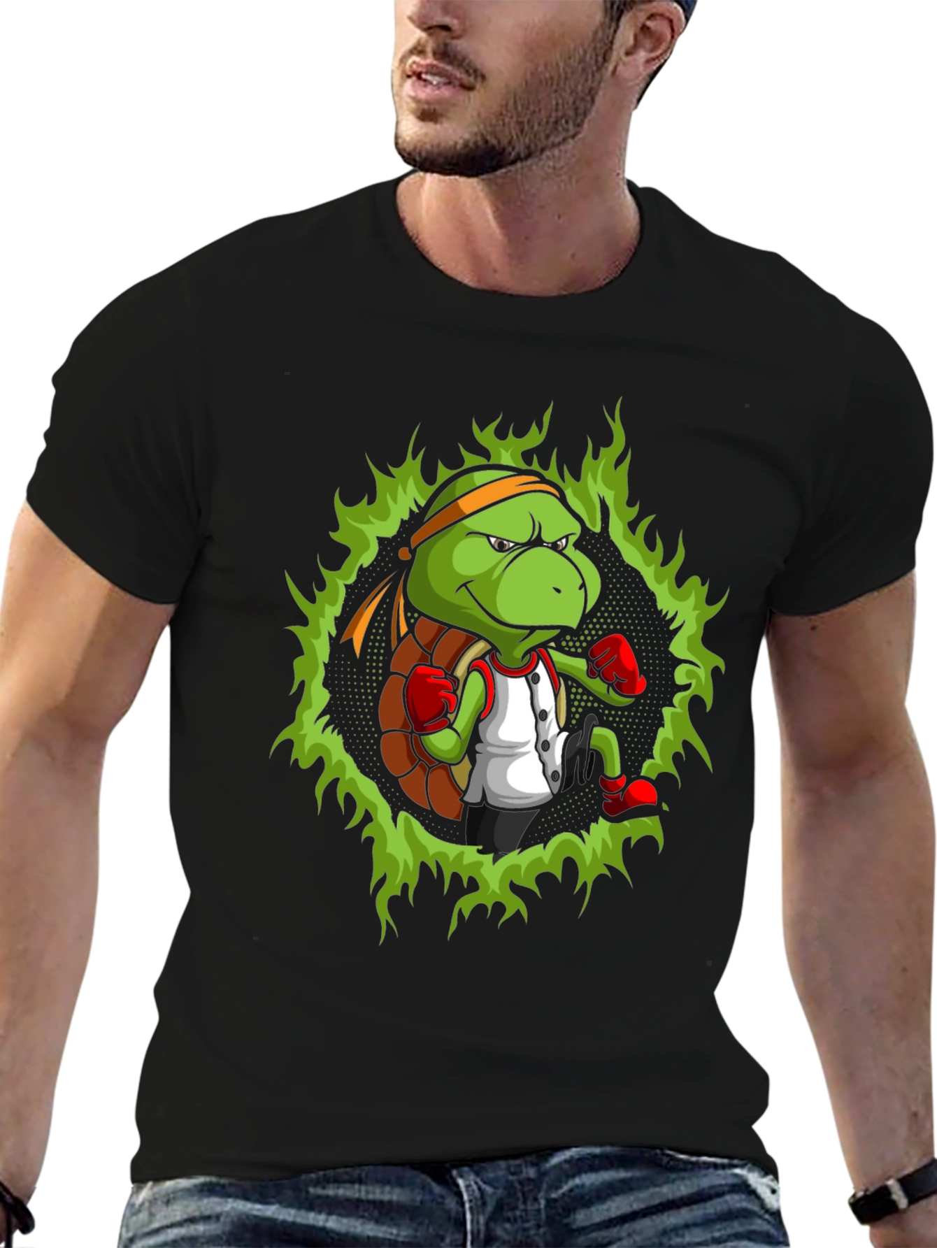 Turtle Ninja Boxer T-Shirt - Cool Cartoon Design