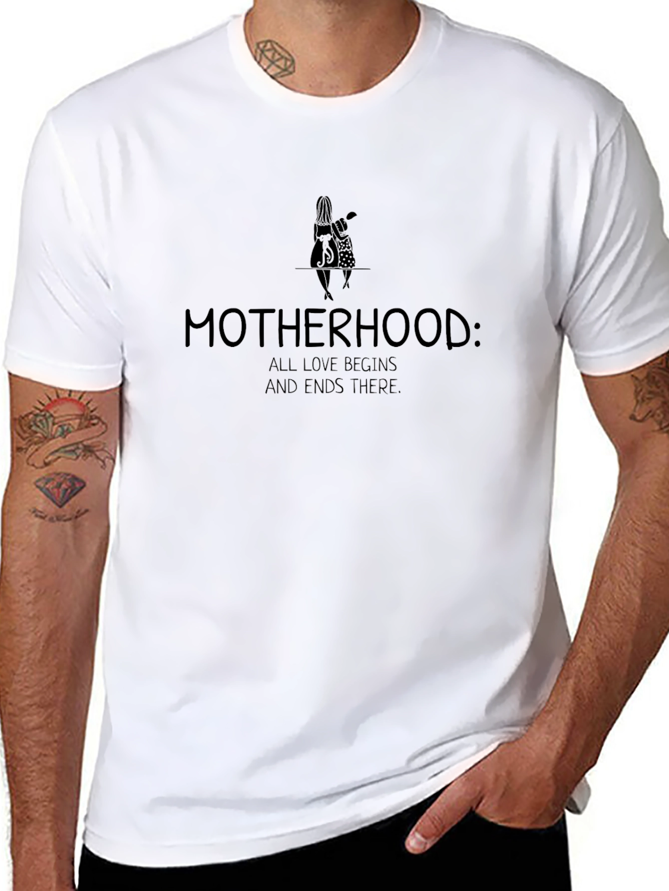 Motherhood Love Graphic Tee - Black