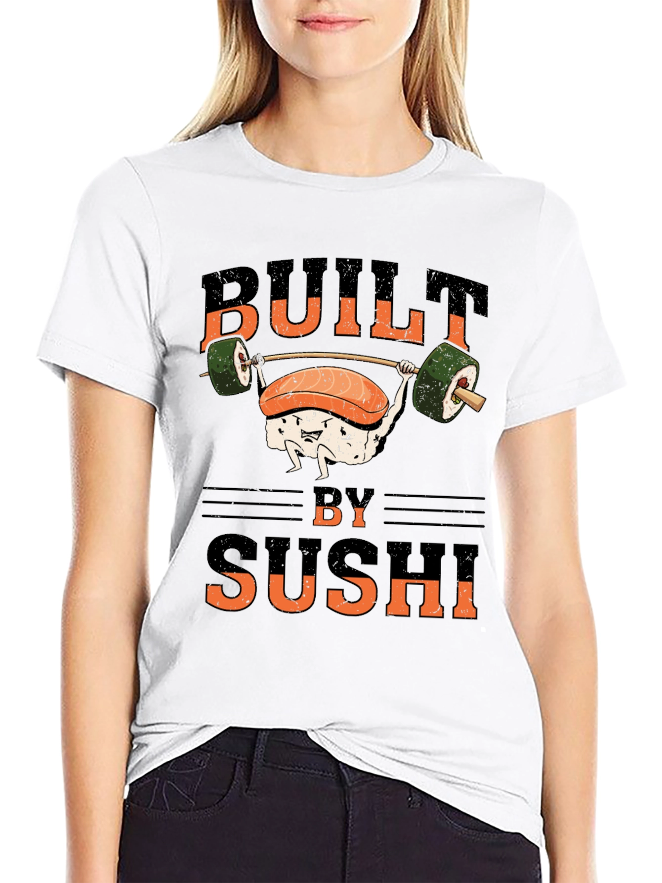 Built by Sushi T-Shirt - Funny Workout Design