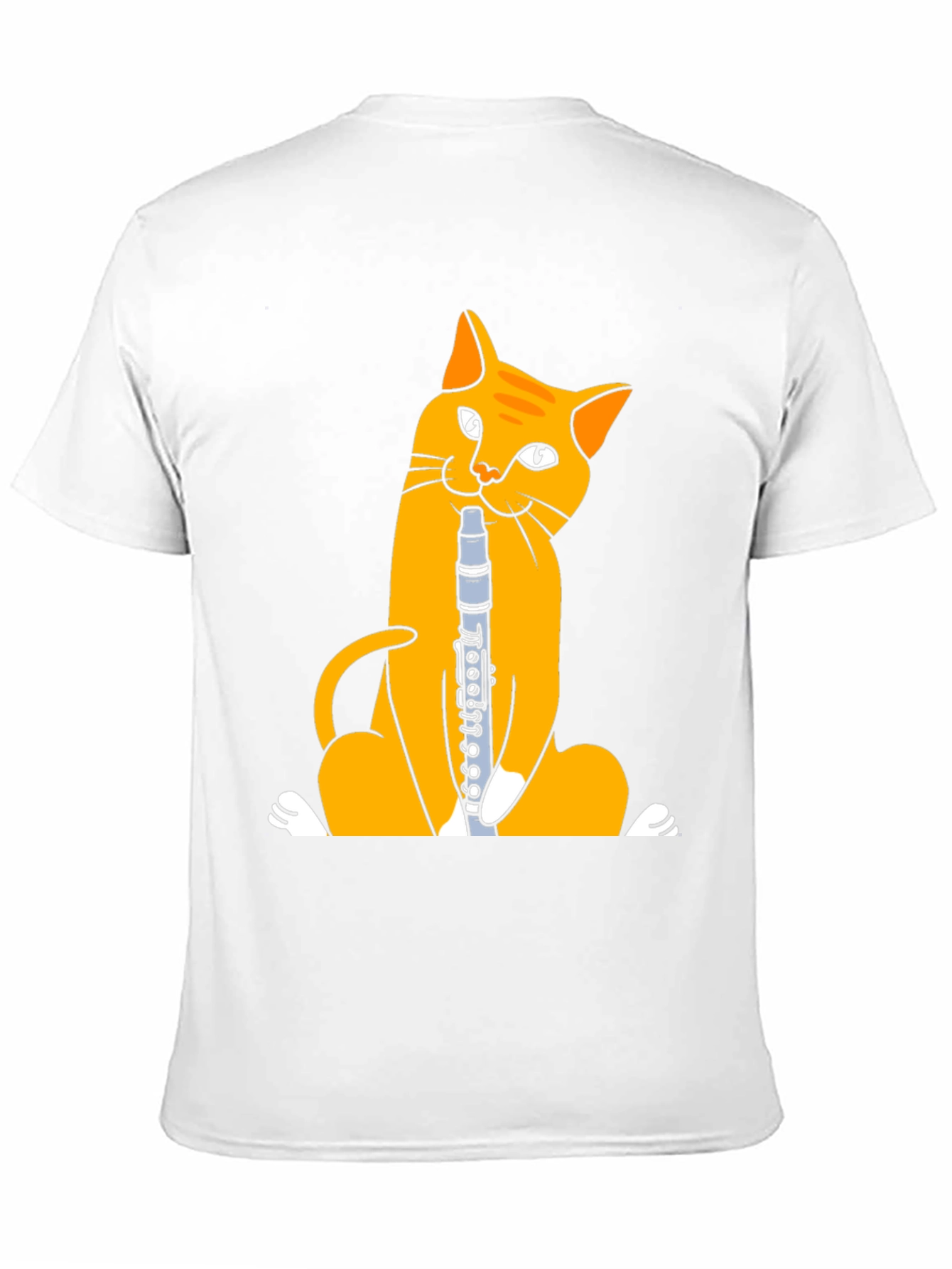 Cat Playing Clarinet T-Shirt - Black Cotton Tee