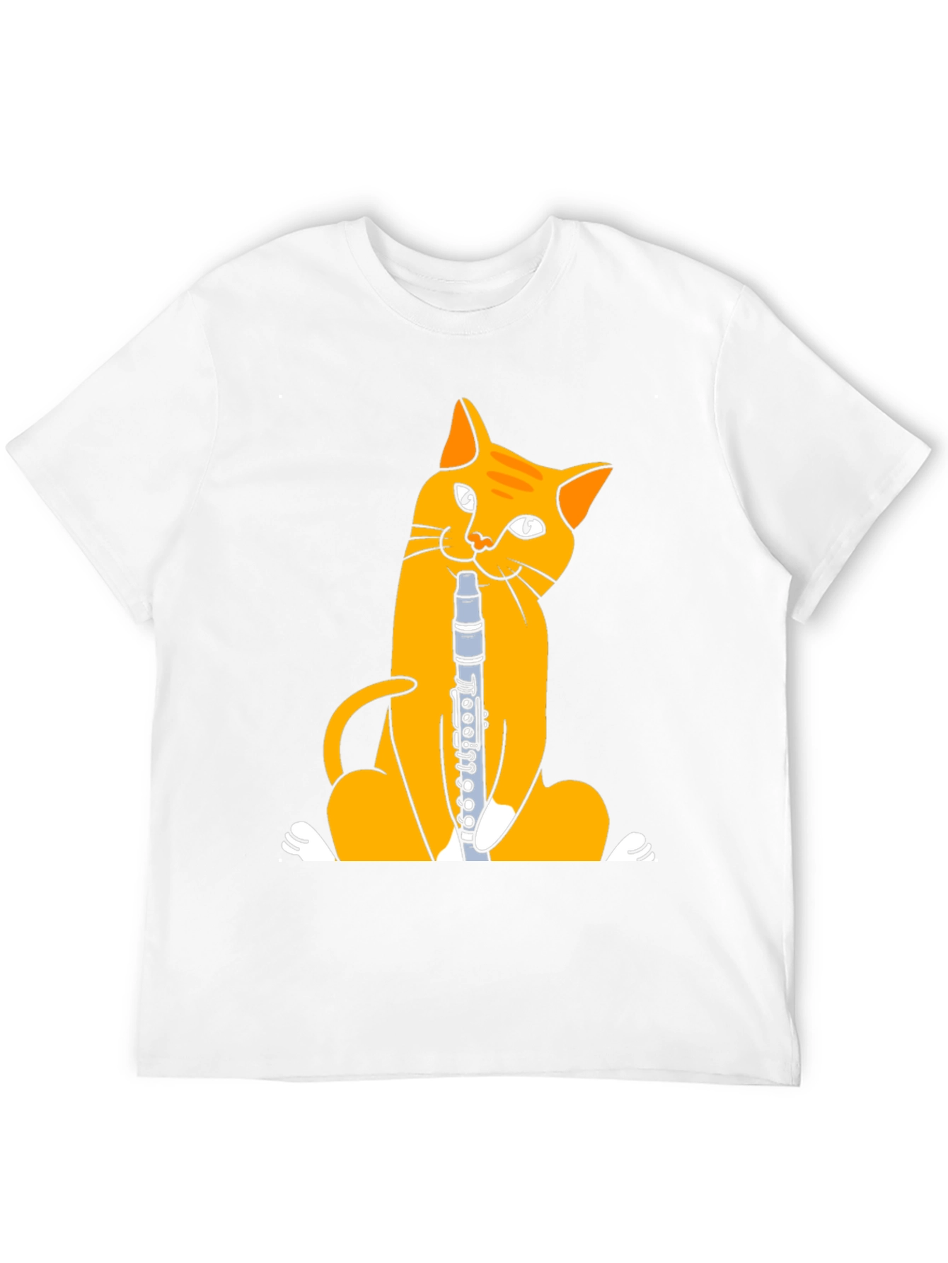 Cat Playing Clarinet T-Shirt - Black Cotton Tee