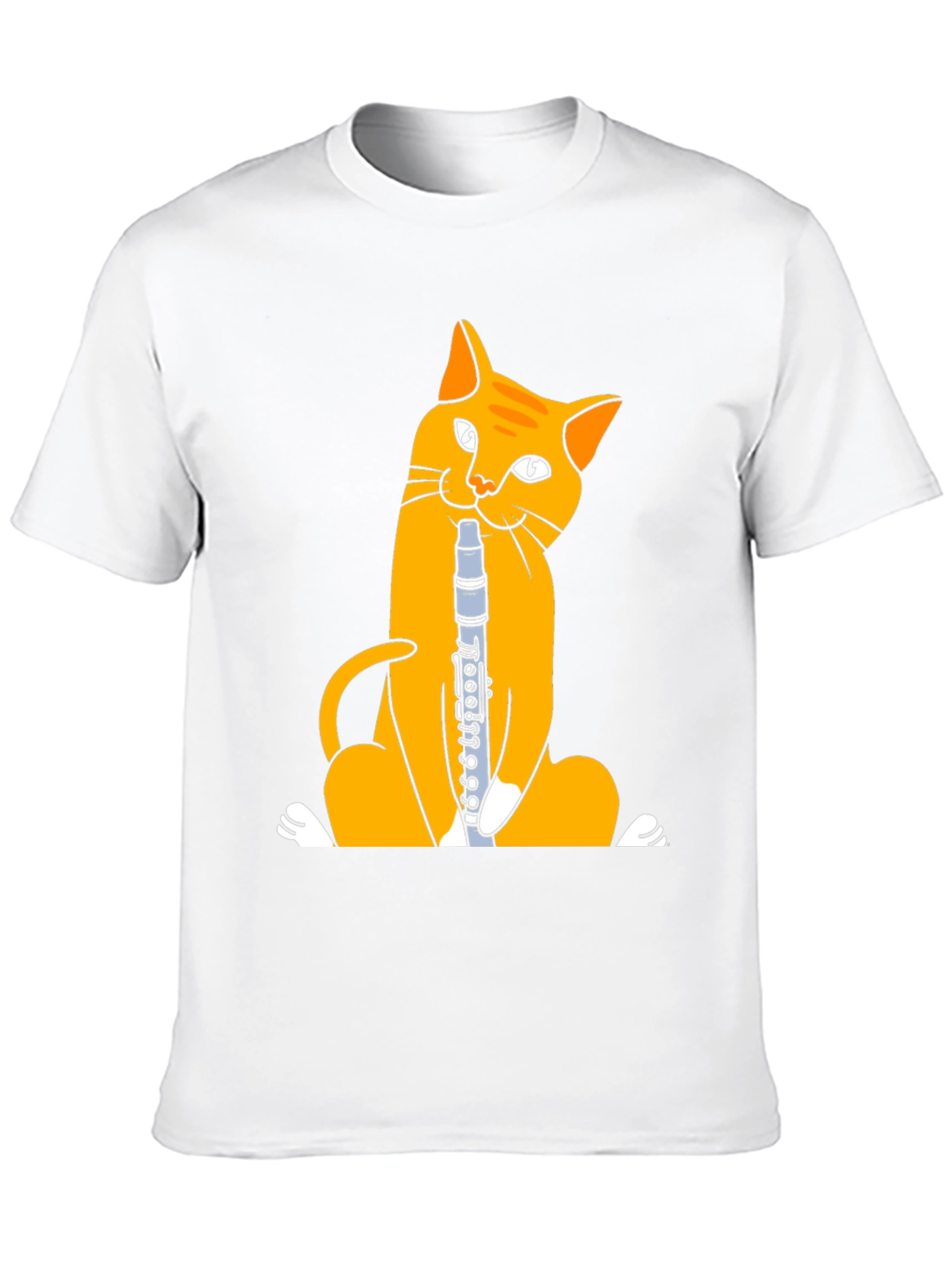 Cat Playing Clarinet T-Shirt - Black Cotton Tee