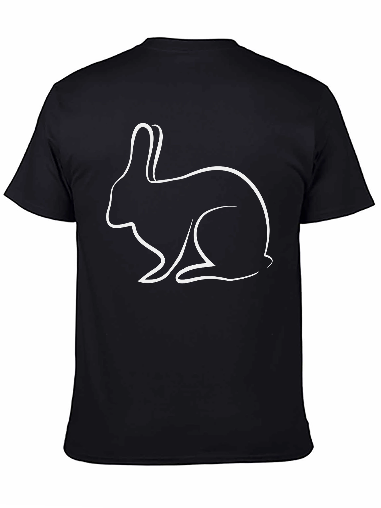 Rabbit Outline Black T-Shirt - Casual Graphic Tee