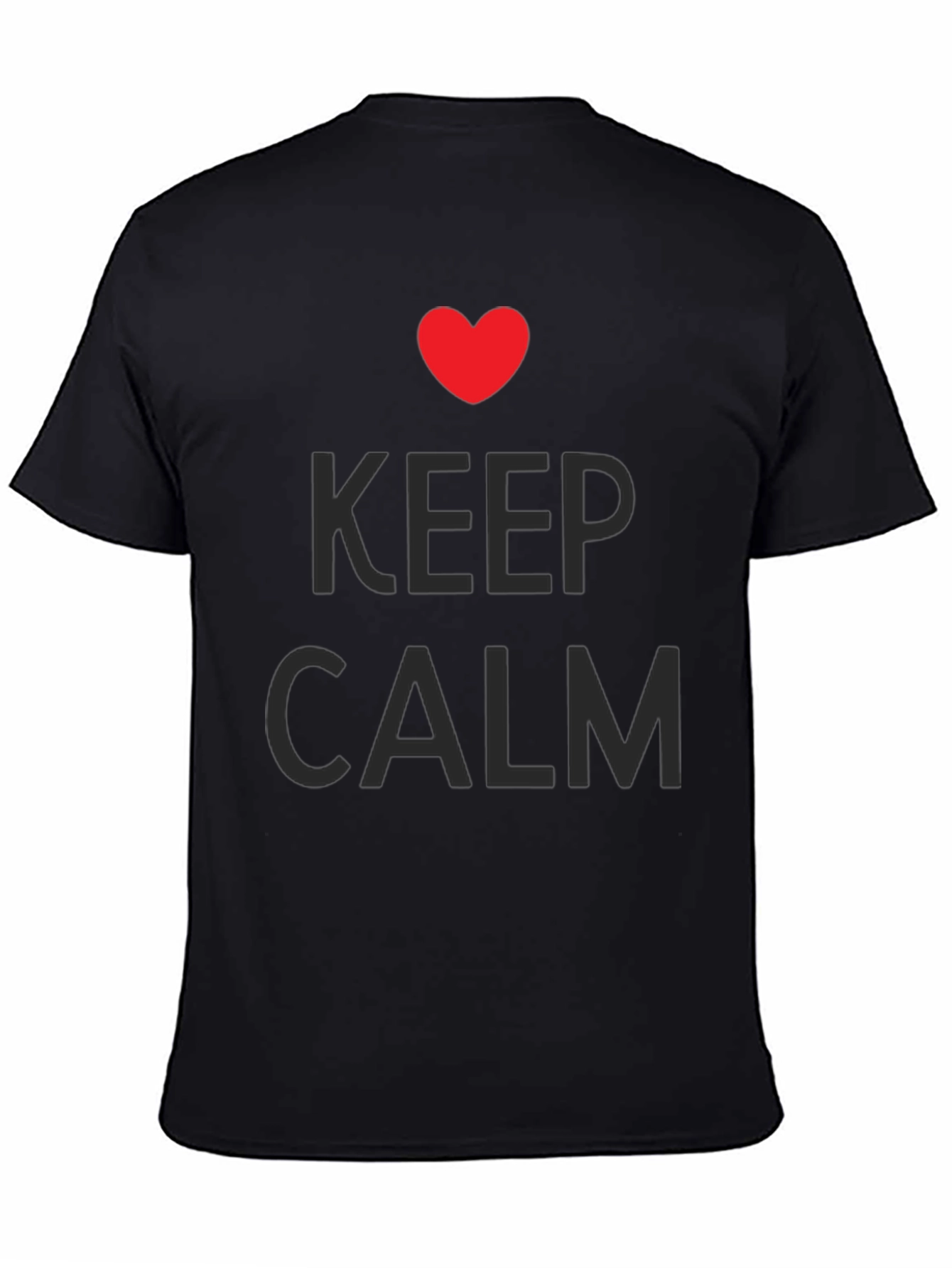 Keep Calm Heart Graphic Tee - Black Casual T-Shirt