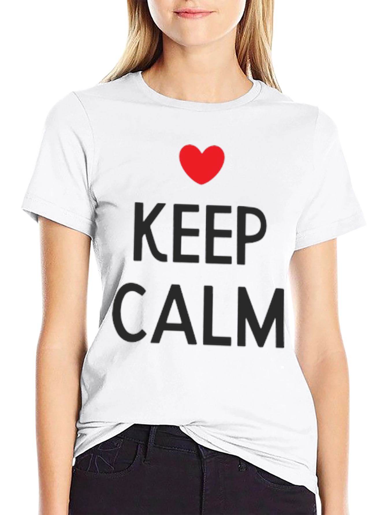 Keep Calm Heart Graphic Tee - Black Casual T-Shirt