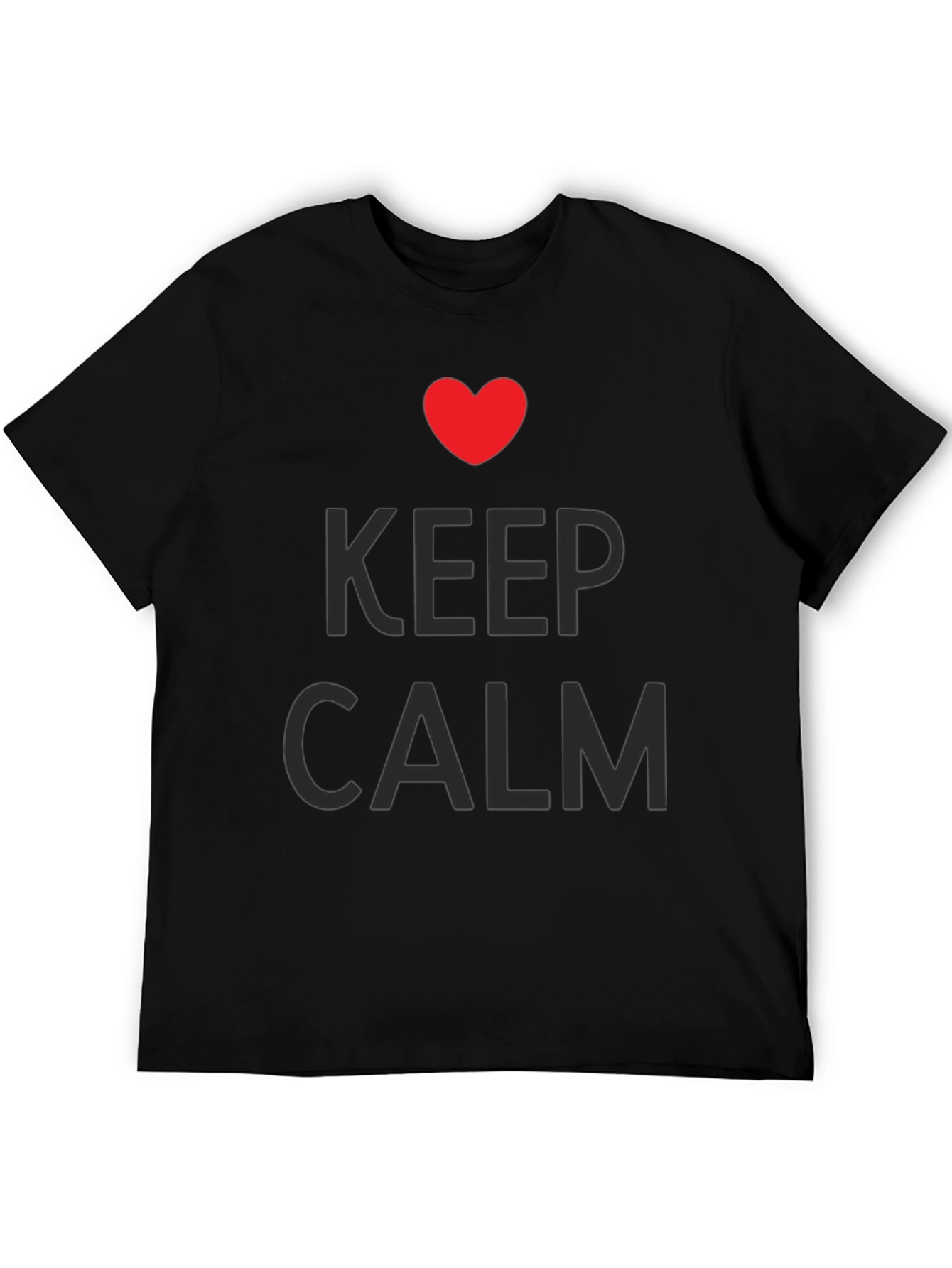 Keep Calm Heart Graphic Tee - Black Casual T-Shirt