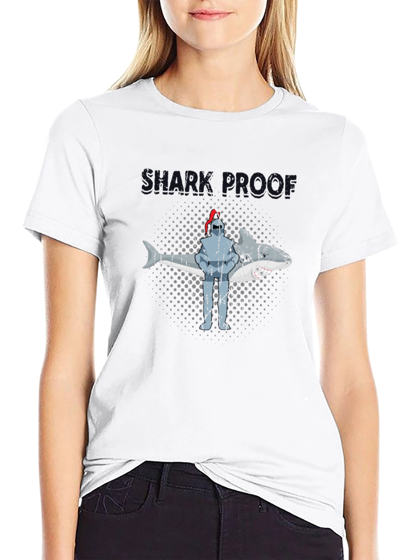 Shark Proof Knight Funny Graphic T-Shirt