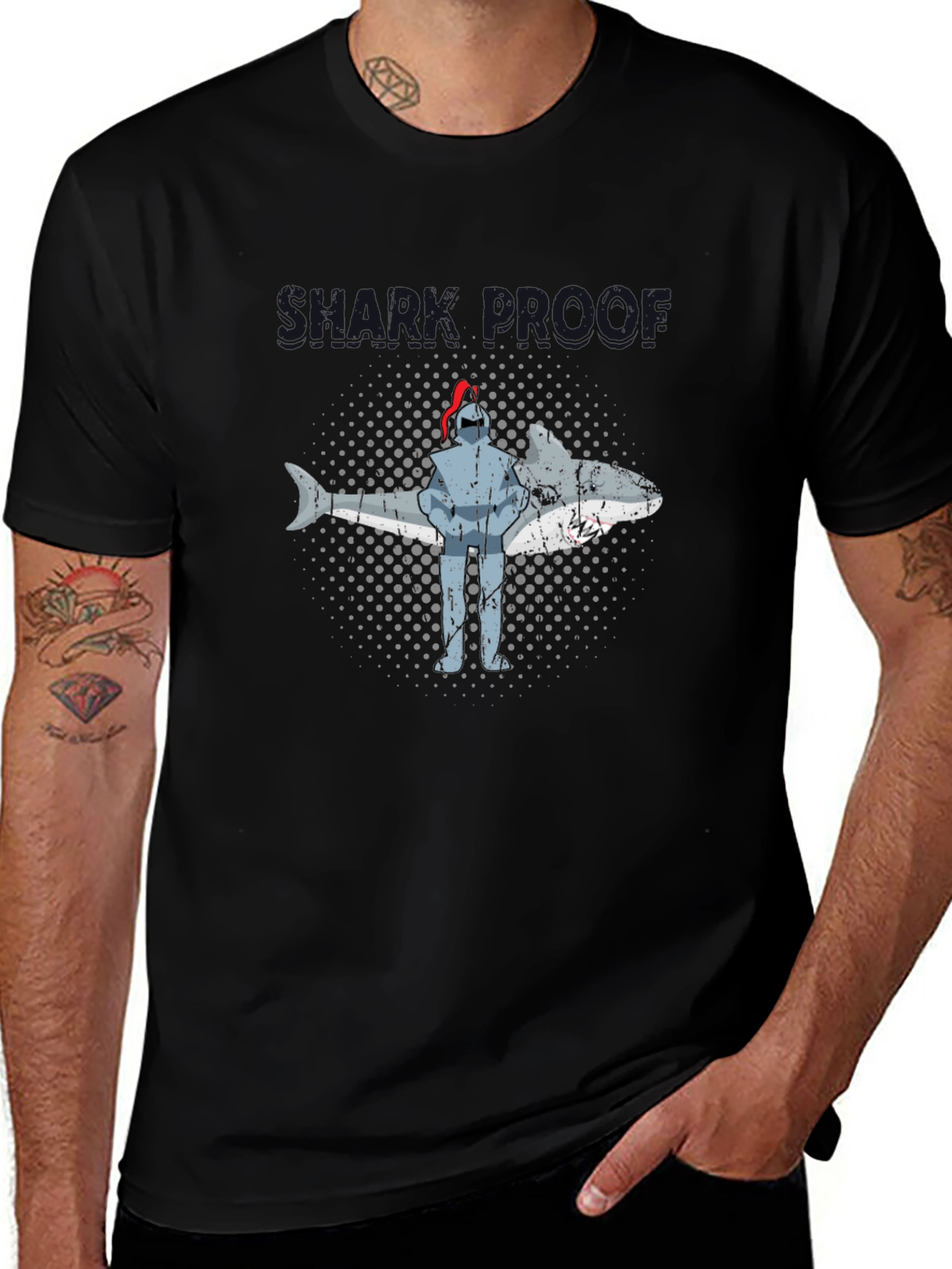 Shark Proof Knight Funny Graphic T-Shirt