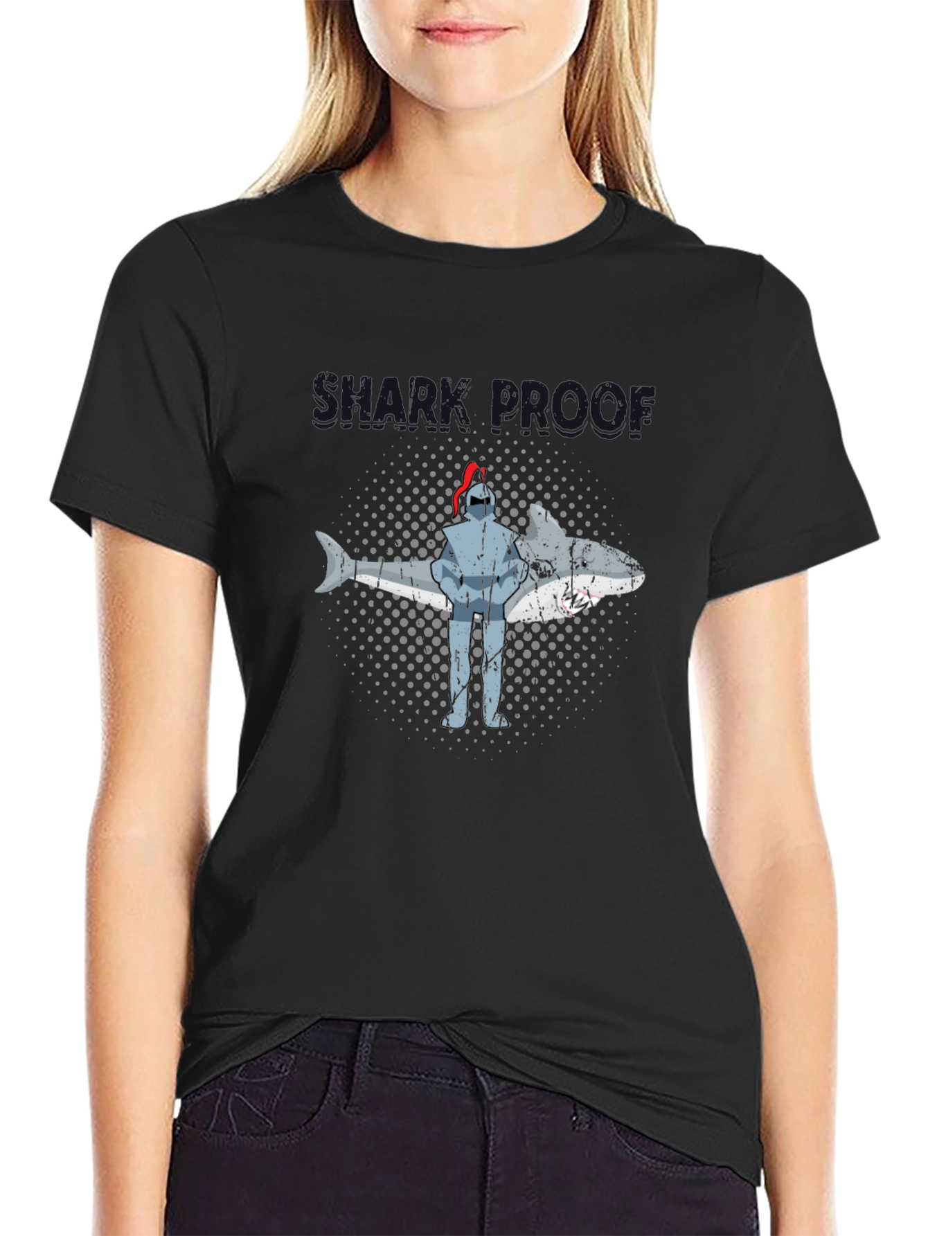 Shark Proof Knight Funny Graphic T-Shirt