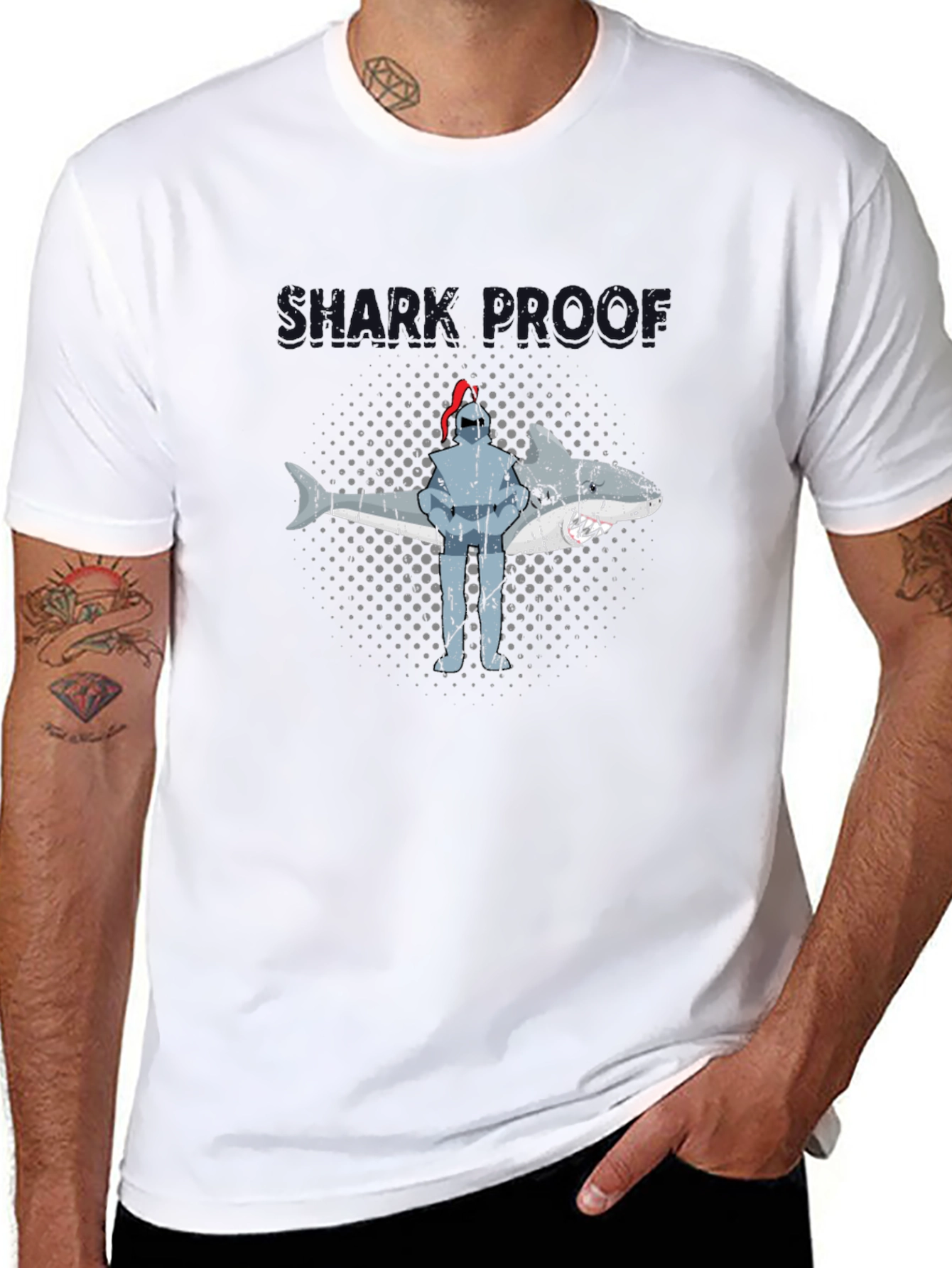 Shark Proof Knight Funny Graphic T-Shirt