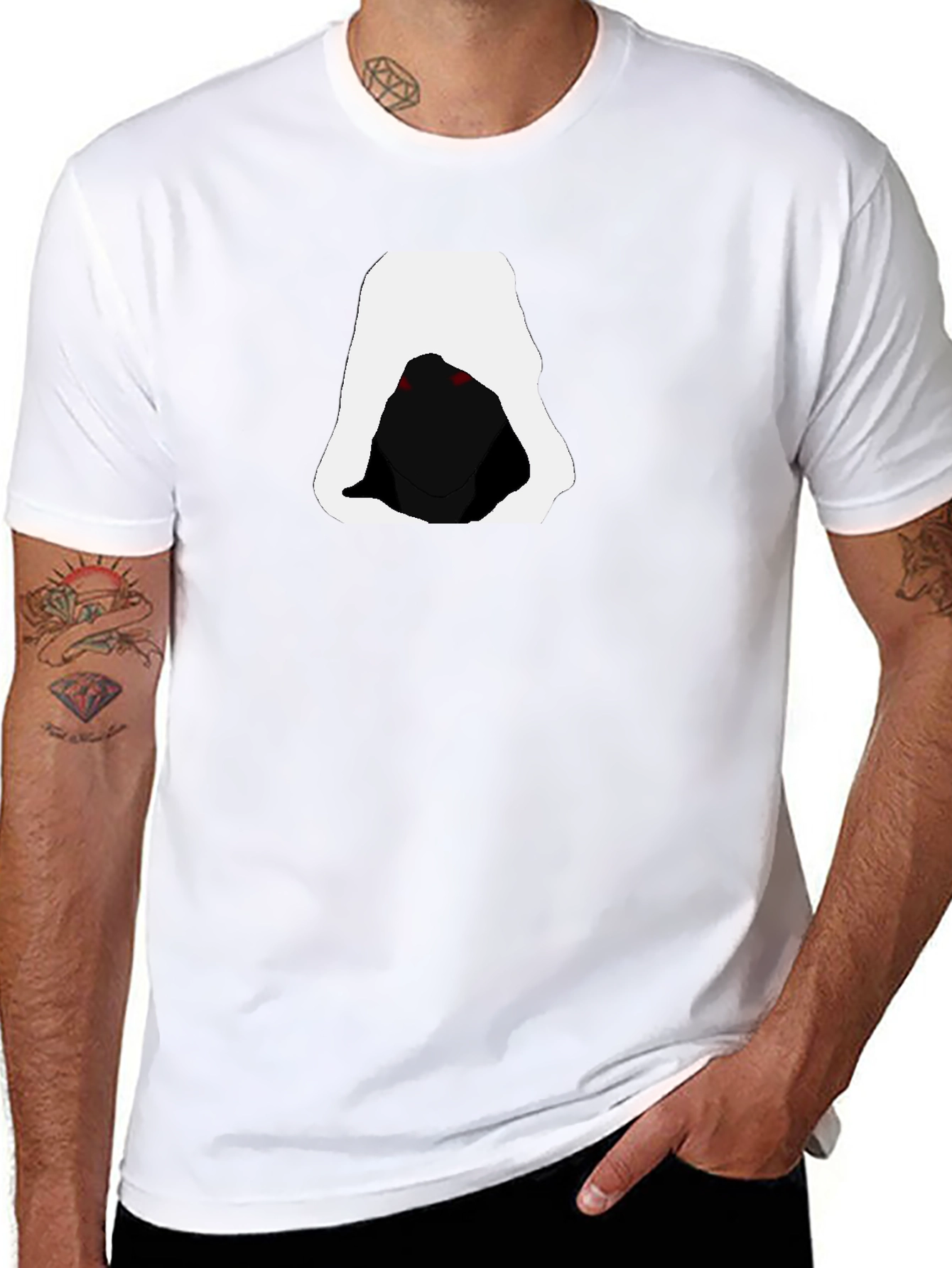 Hooded Figure Graphic Tee - Mens Black T-Shirt