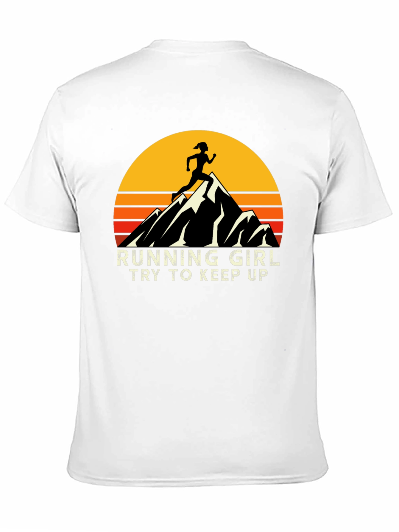 Running Girl T-Shirt - Retro Mountain Graphic Tee