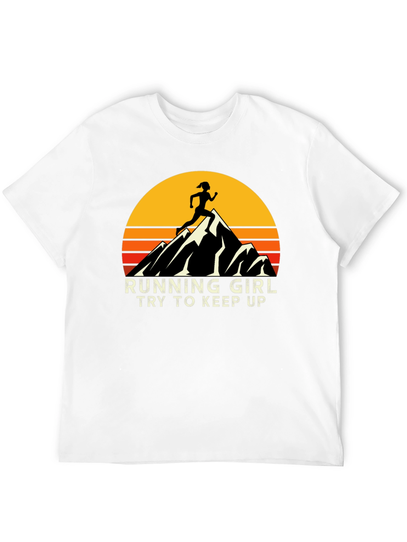 Running Girl T-Shirt - Retro Mountain Graphic Tee