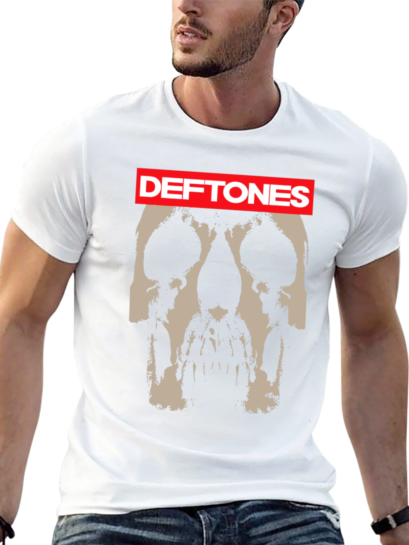 Deftones Skull Graphic Print Black T-Shirt