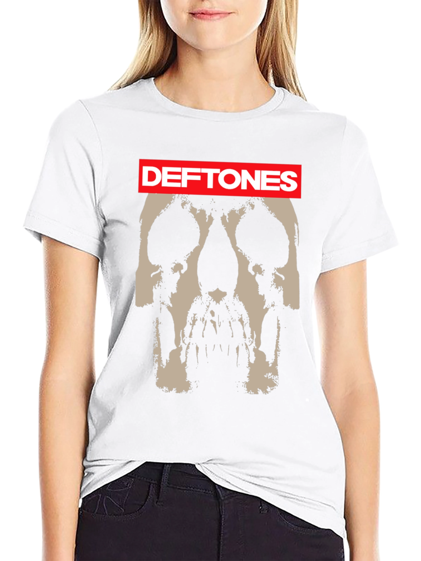 Deftones Skull Graphic Print Black T-Shirt