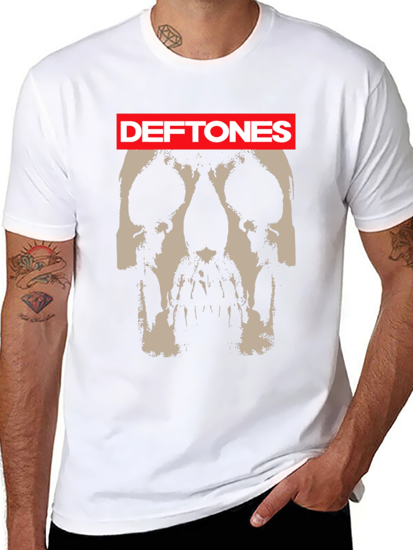 Deftones Skull Graphic Print Black T-Shirt