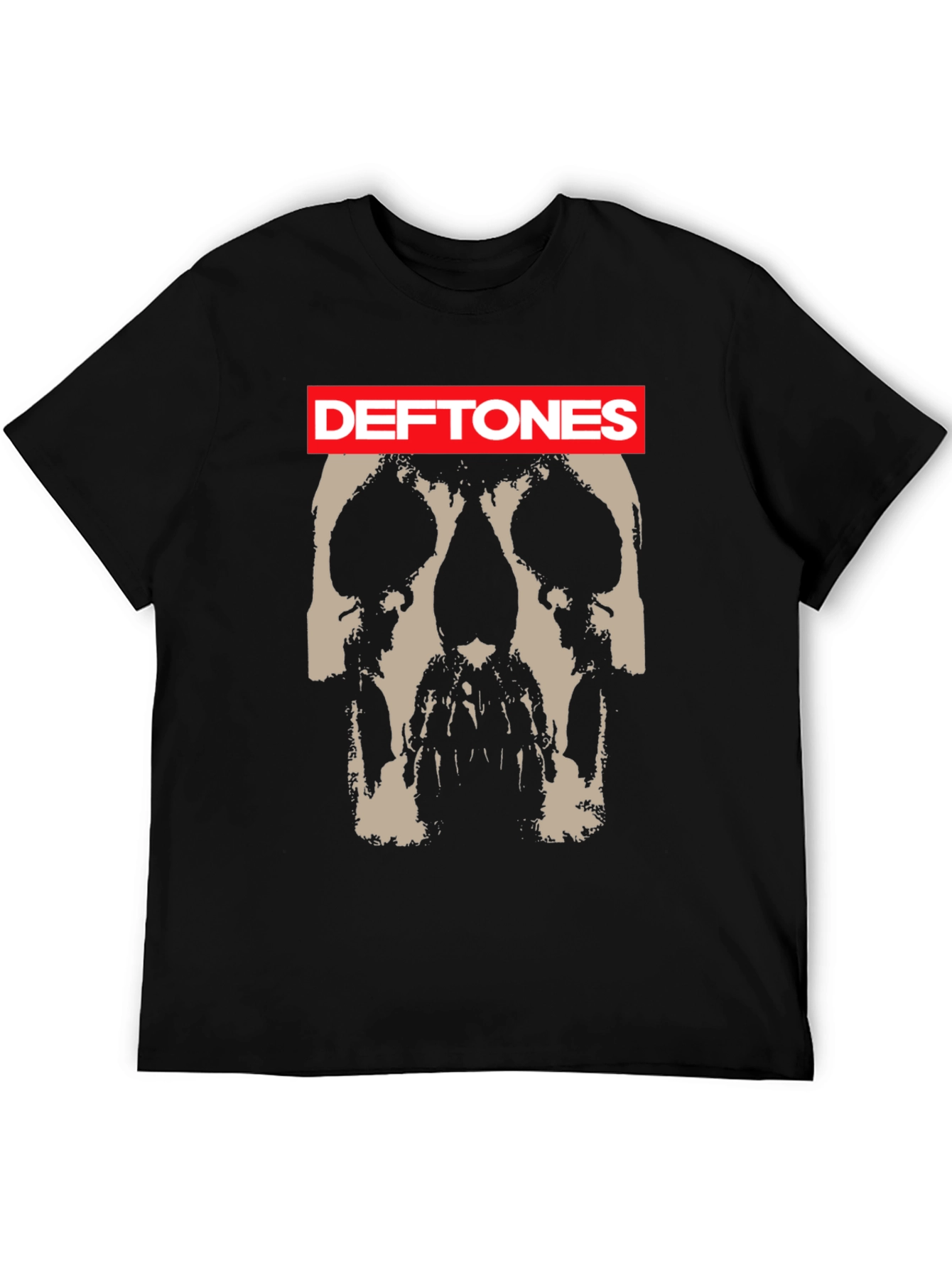 Deftones Skull Graphic Print Black T-Shirt