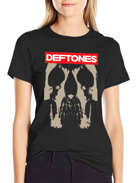 Deftones Skull Graphic Print Black T-Shirt