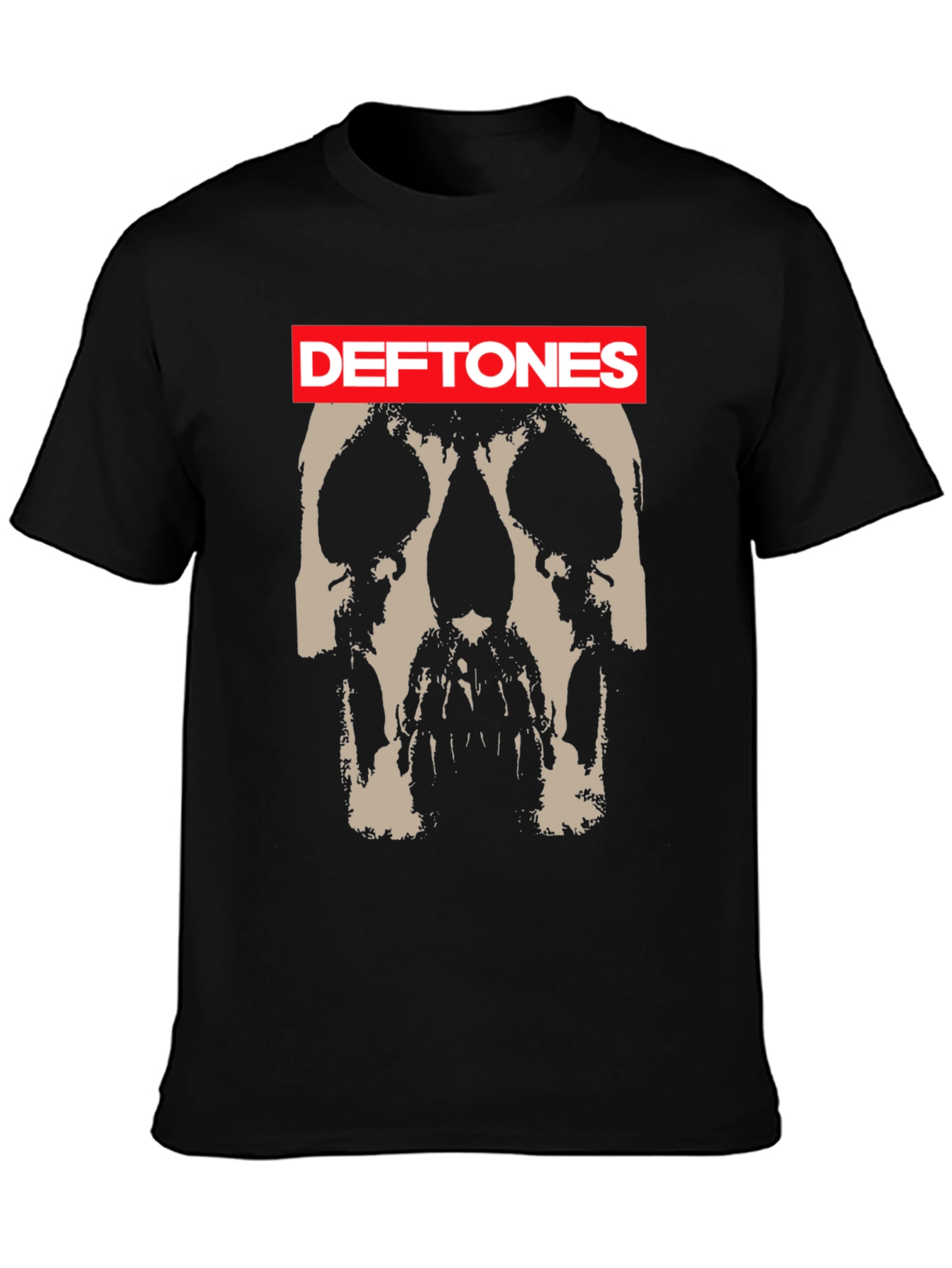 Deftones Skull Graphic Print Black T-Shirt