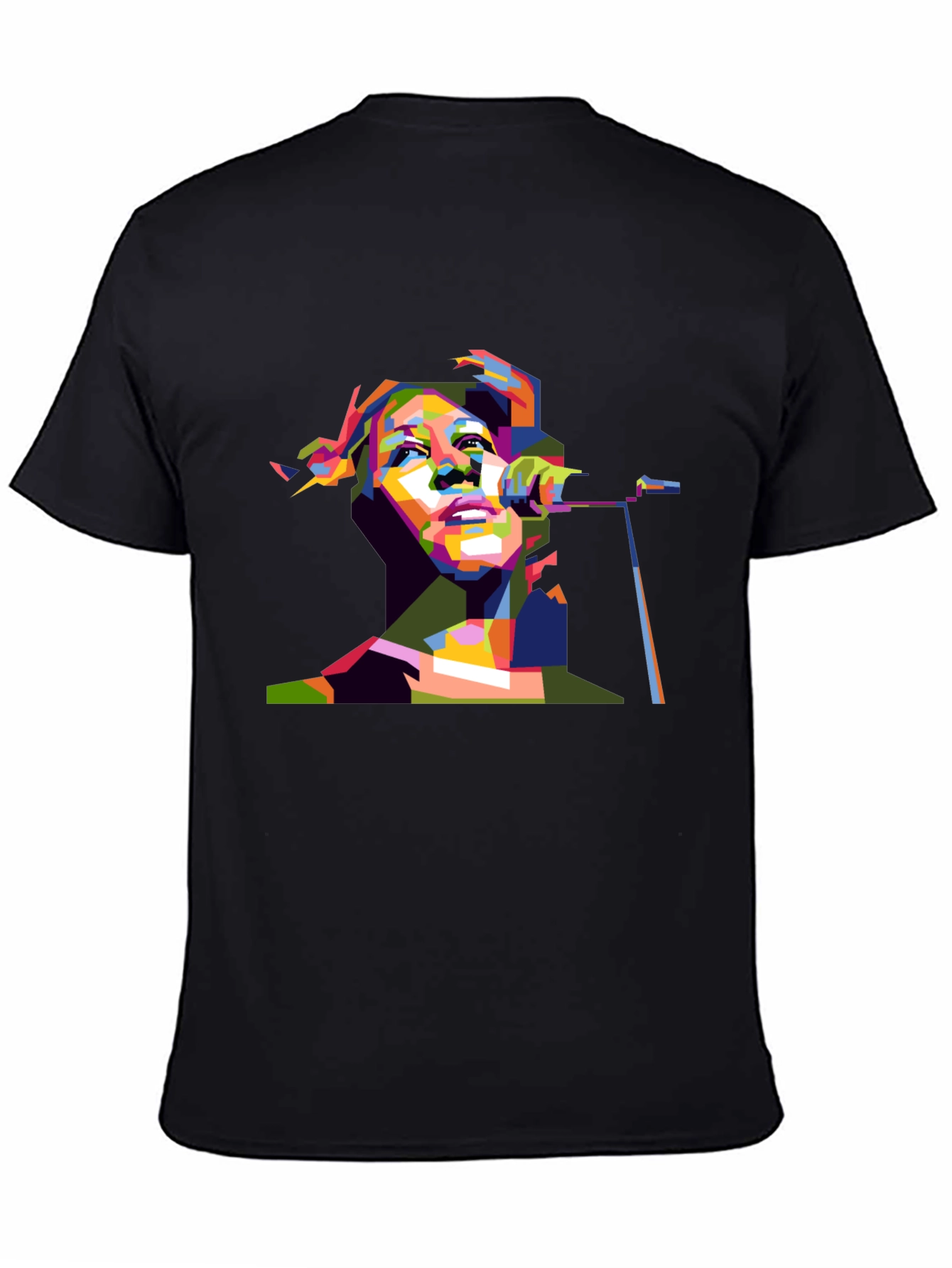 Pop Art Singer Graphic Black T-Shirt