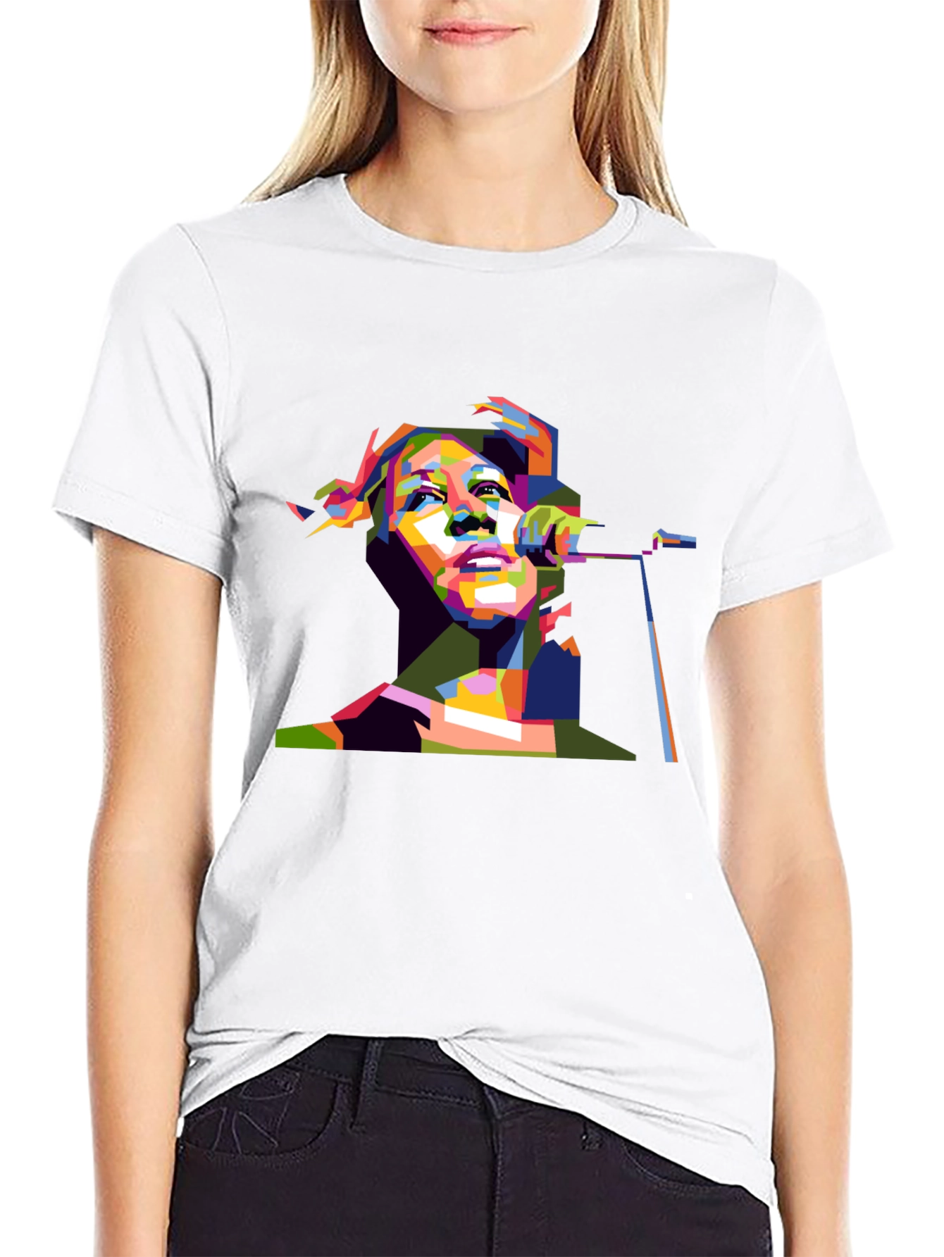 Pop Art Singer Graphic Black T-Shirt