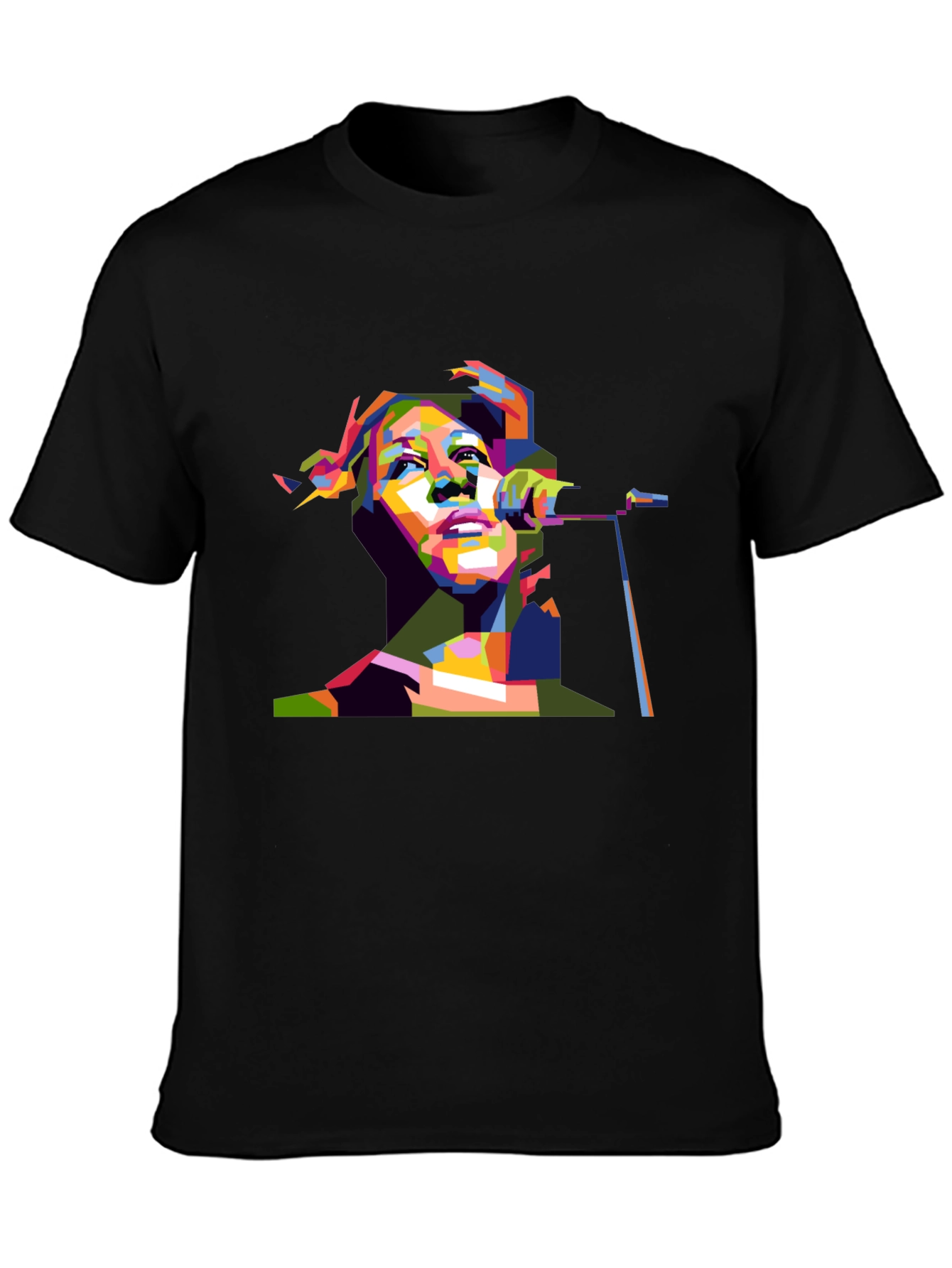 Pop Art Singer Graphic Black T-Shirt
